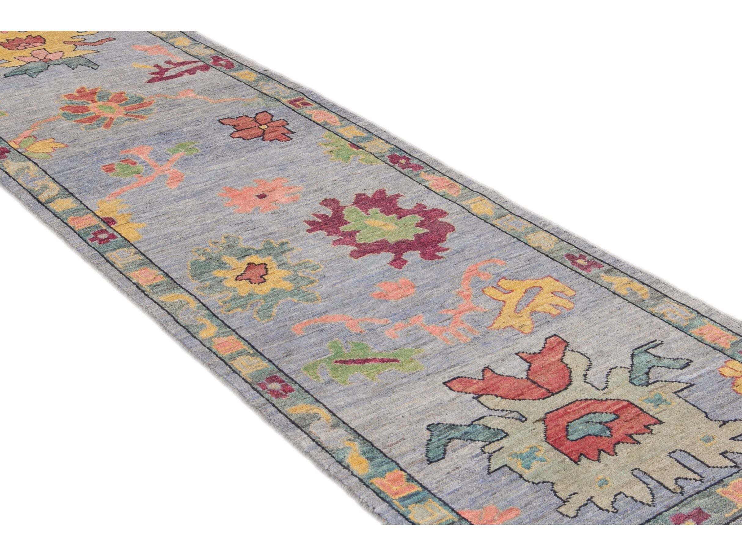Modern Oushak-Style Wool Runner 3 X 10