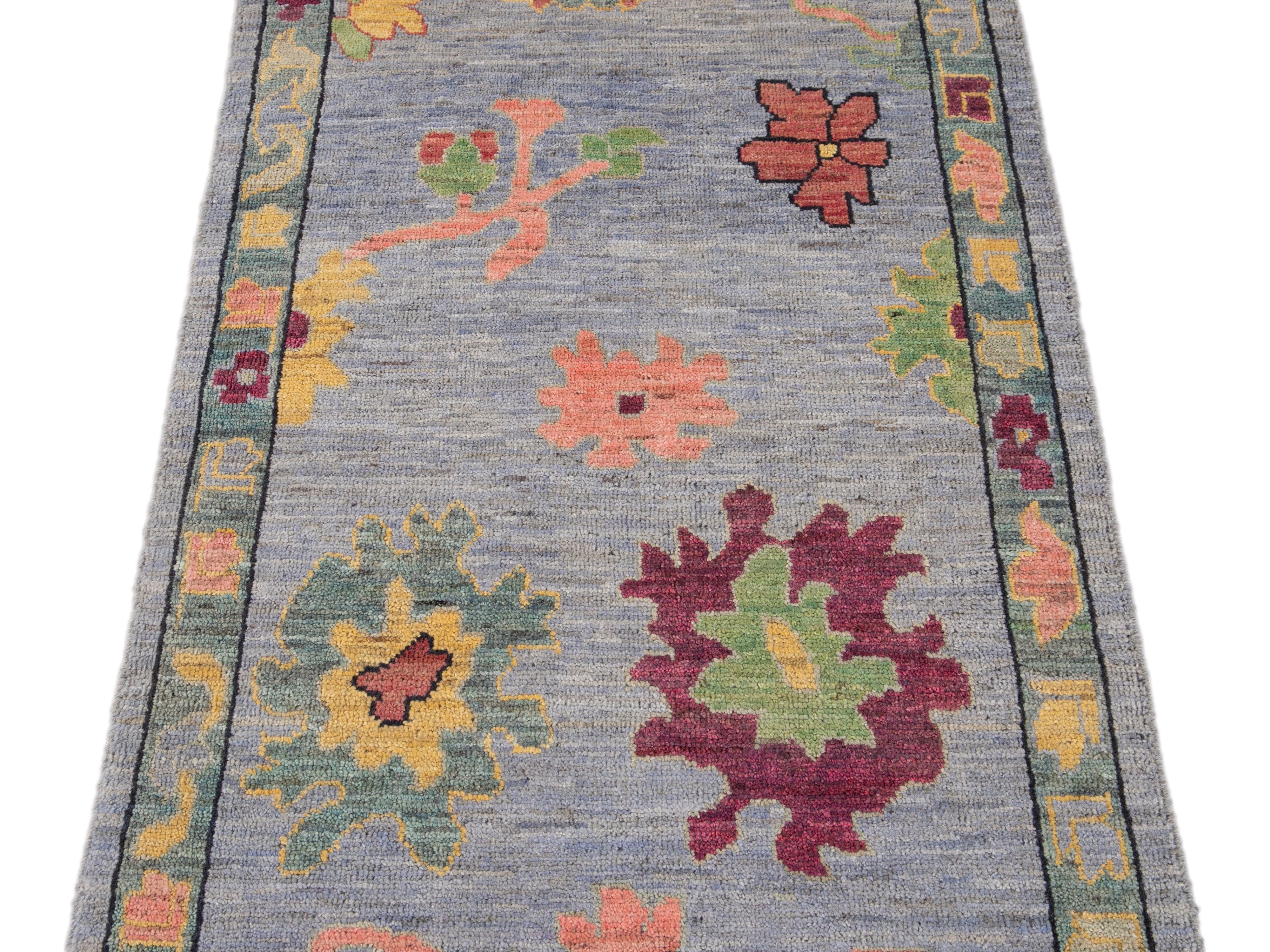 Modern Oushak-Style Wool Runner 3 X 10