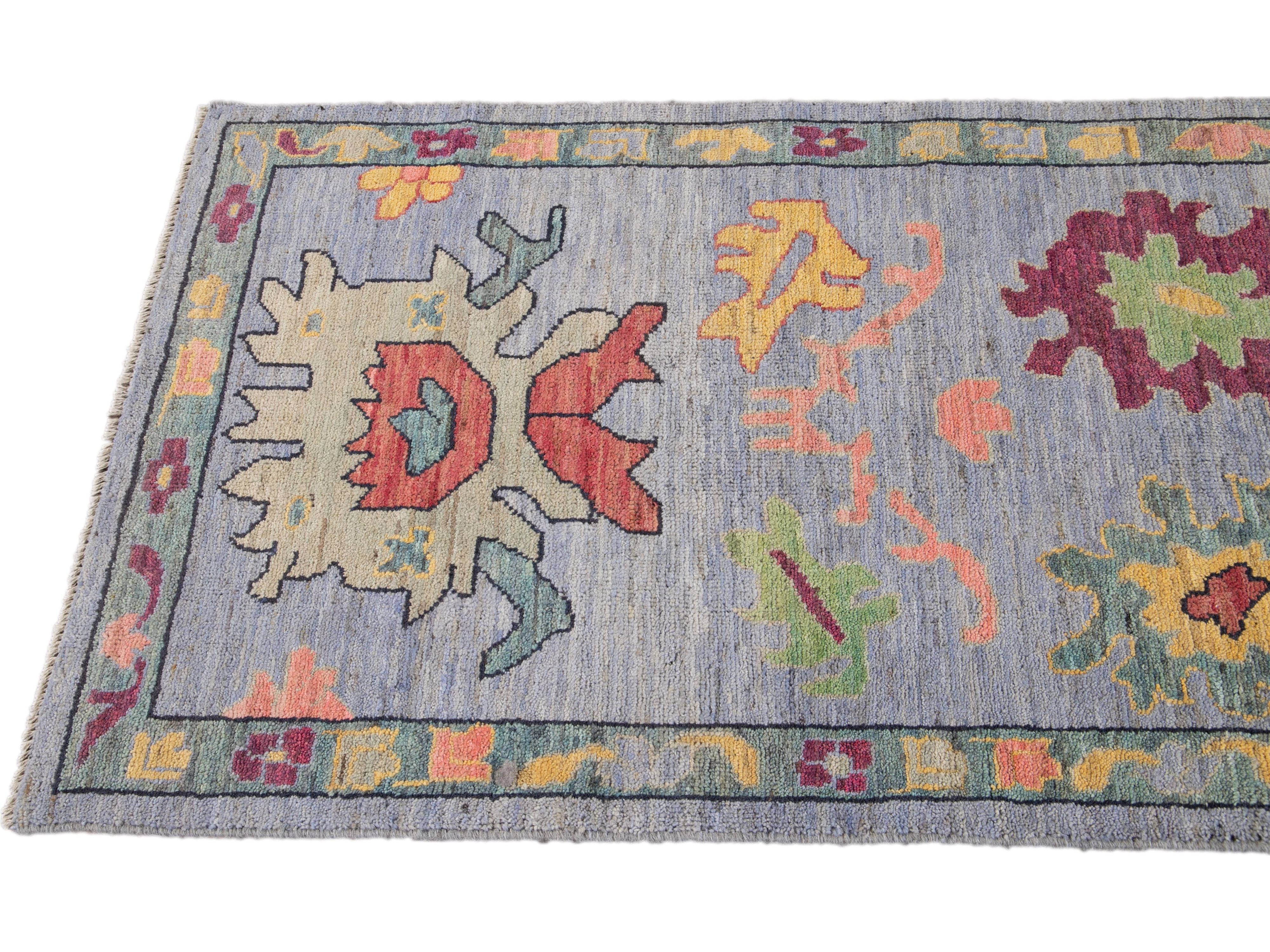 Modern Oushak-Style Wool Runner 3 X 10