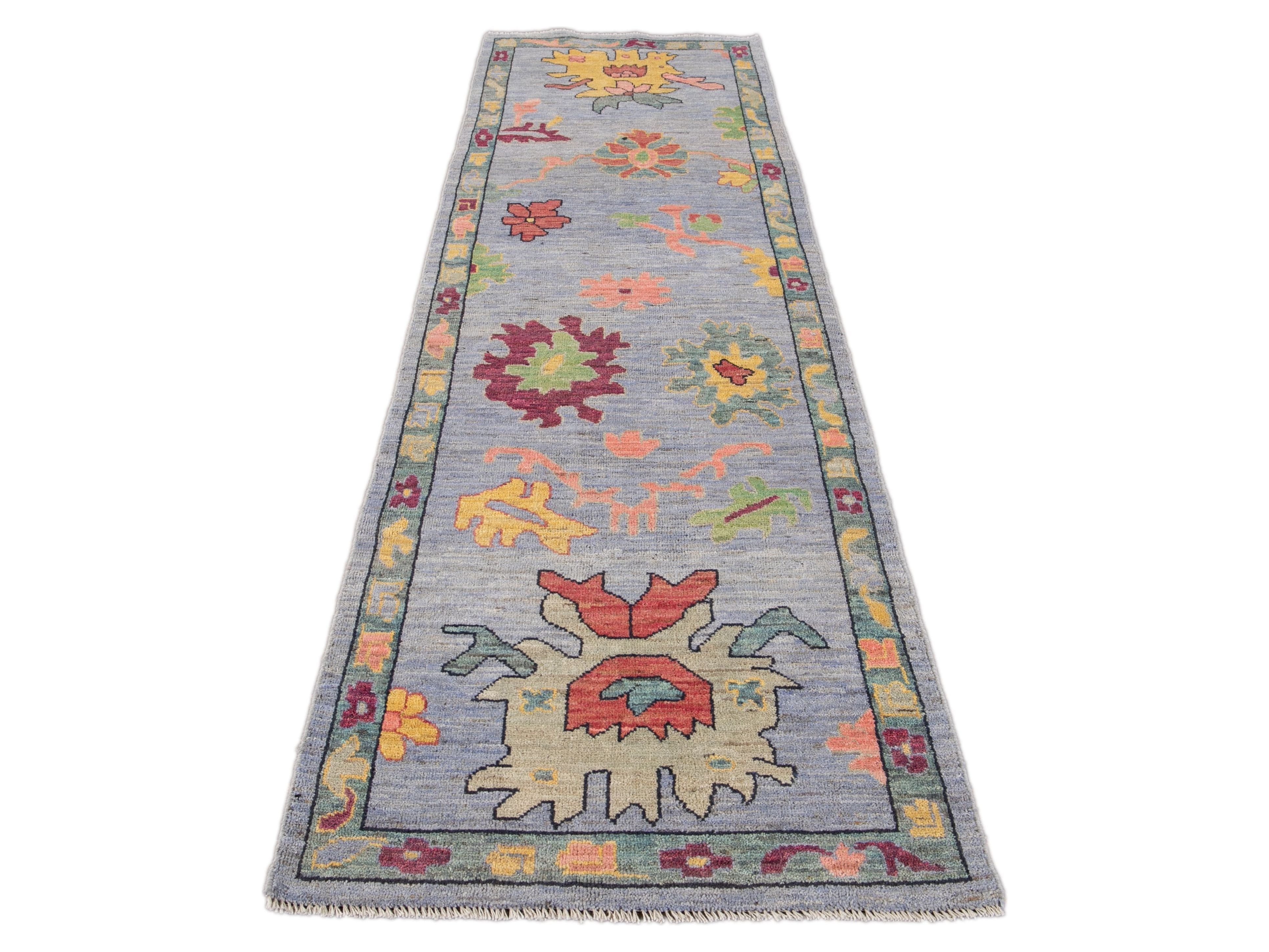 Modern Oushak-Style Wool Runner 3 X 10