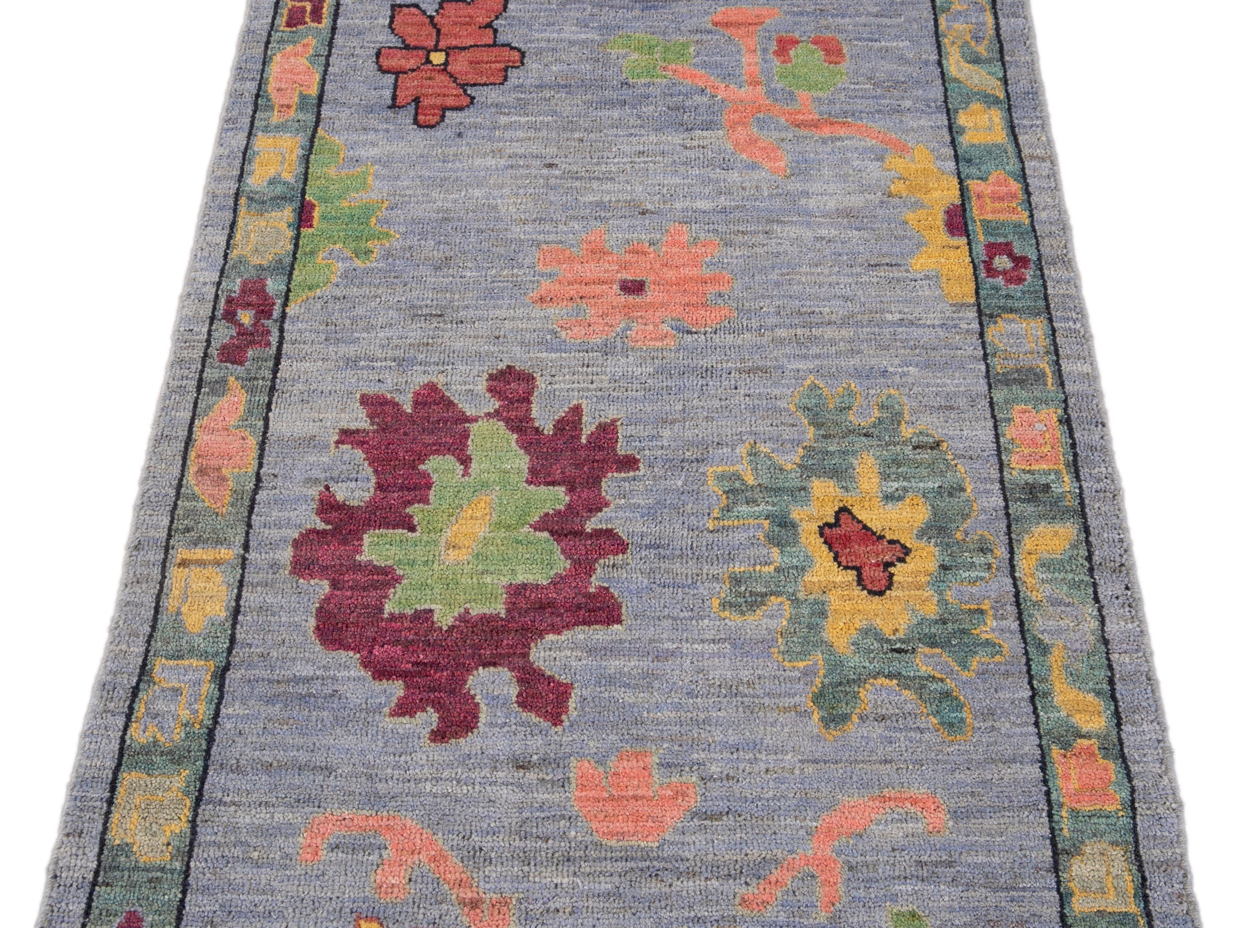 Modern Oushak-Style Wool Runner 3 X 10