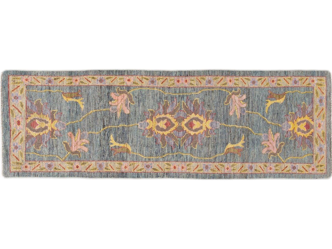 Modern Oushak-Style Wool Runner 3 X 9