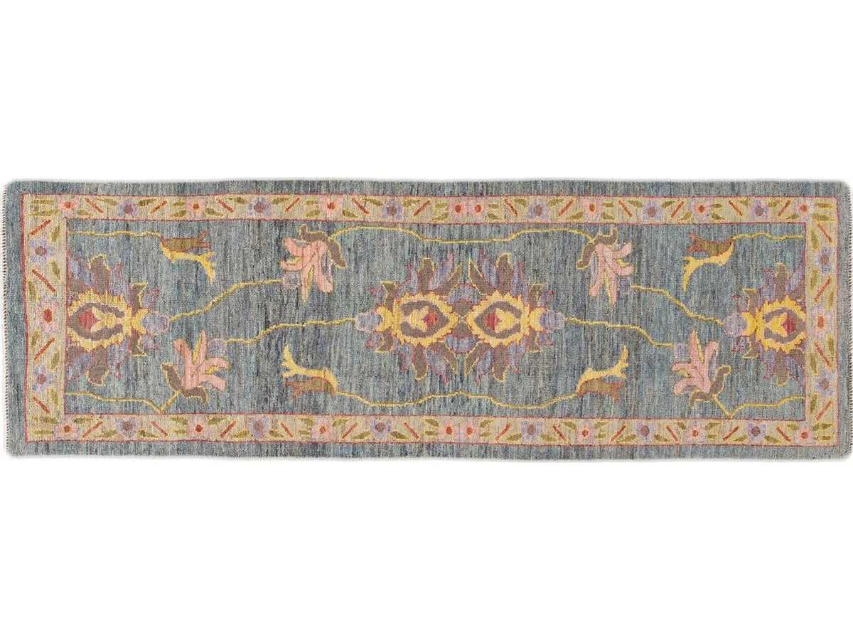 Modern Oushak-Style Wool Runner 3 X 9