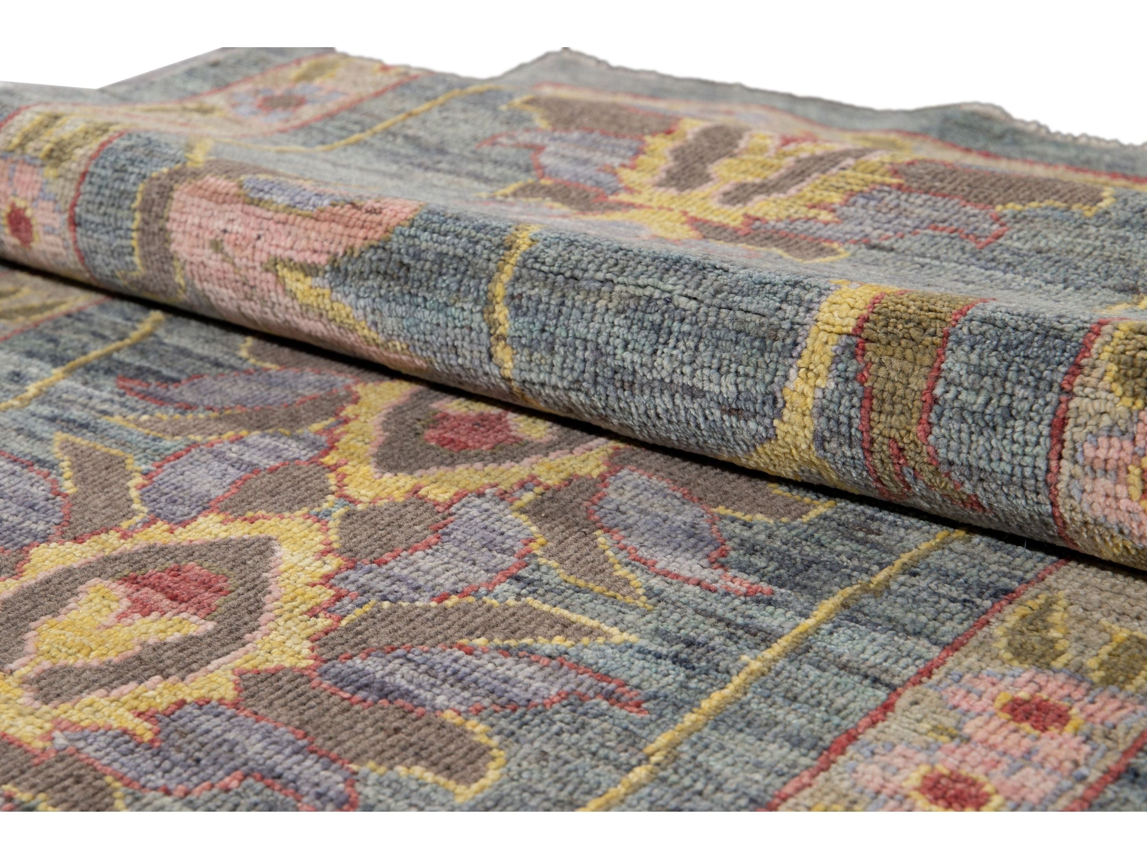 Modern Oushak-Style Wool Runner 3 X 9