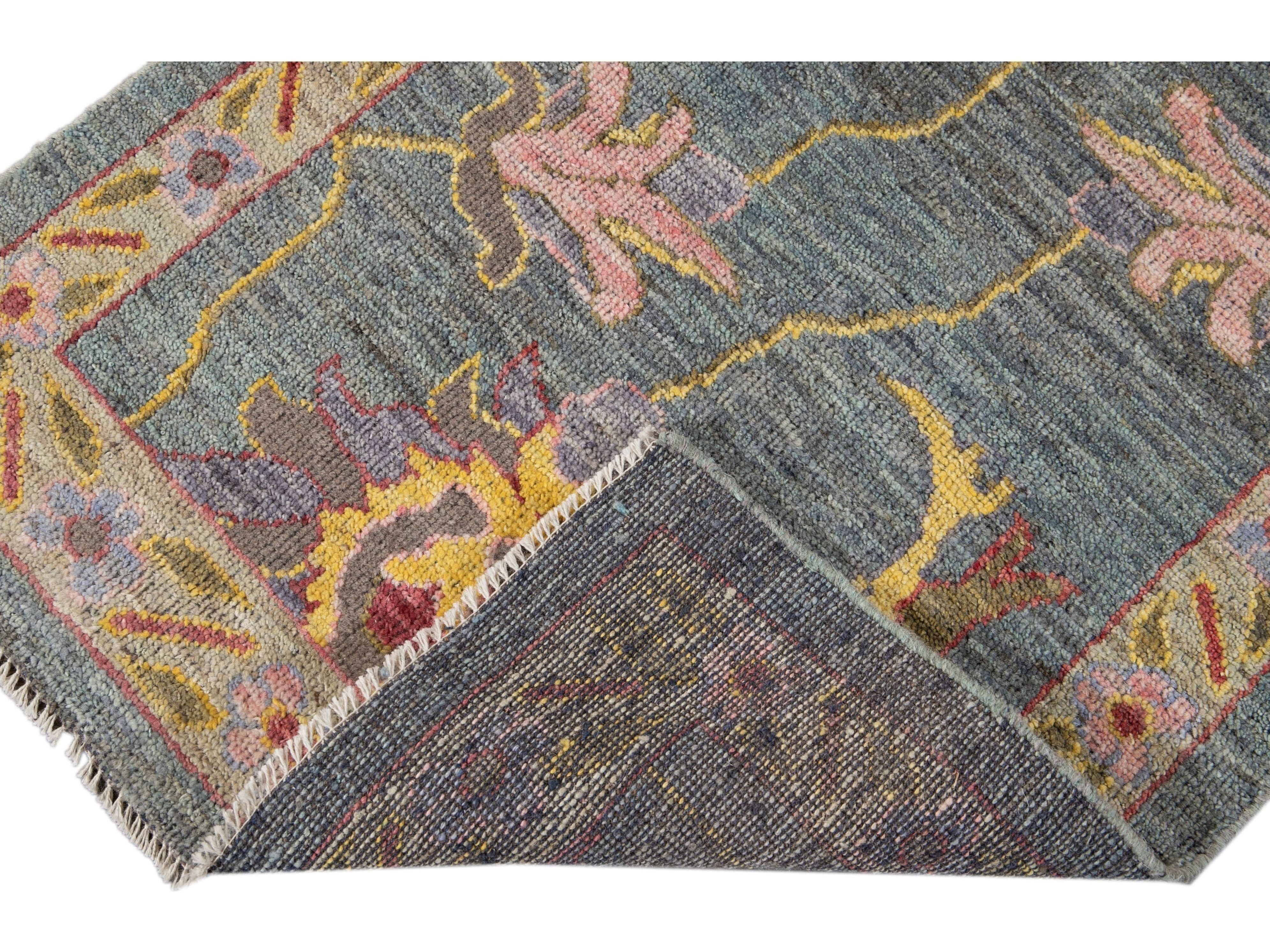 Modern Oushak-Style Wool Runner 3 X 9