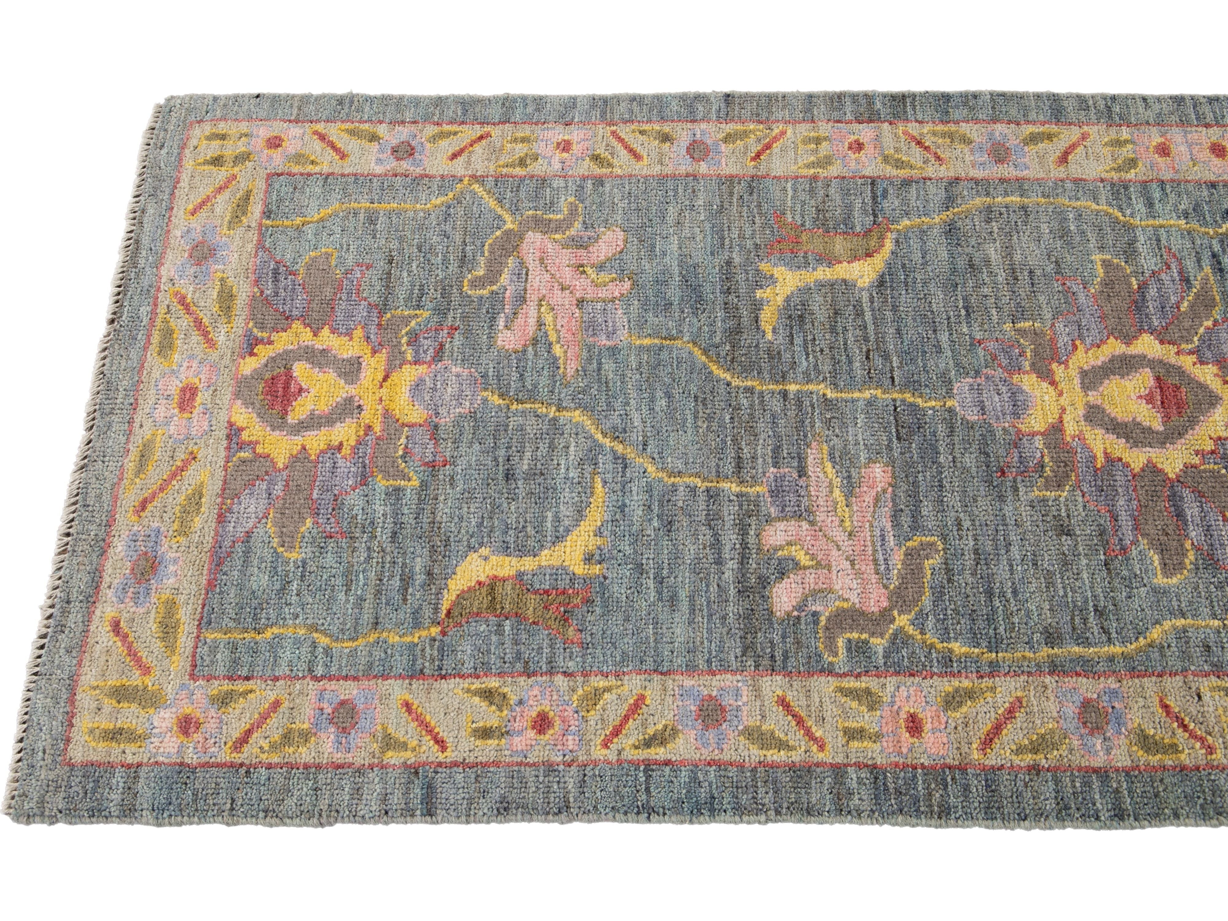 Modern Oushak-Style Wool Runner 3 X 9