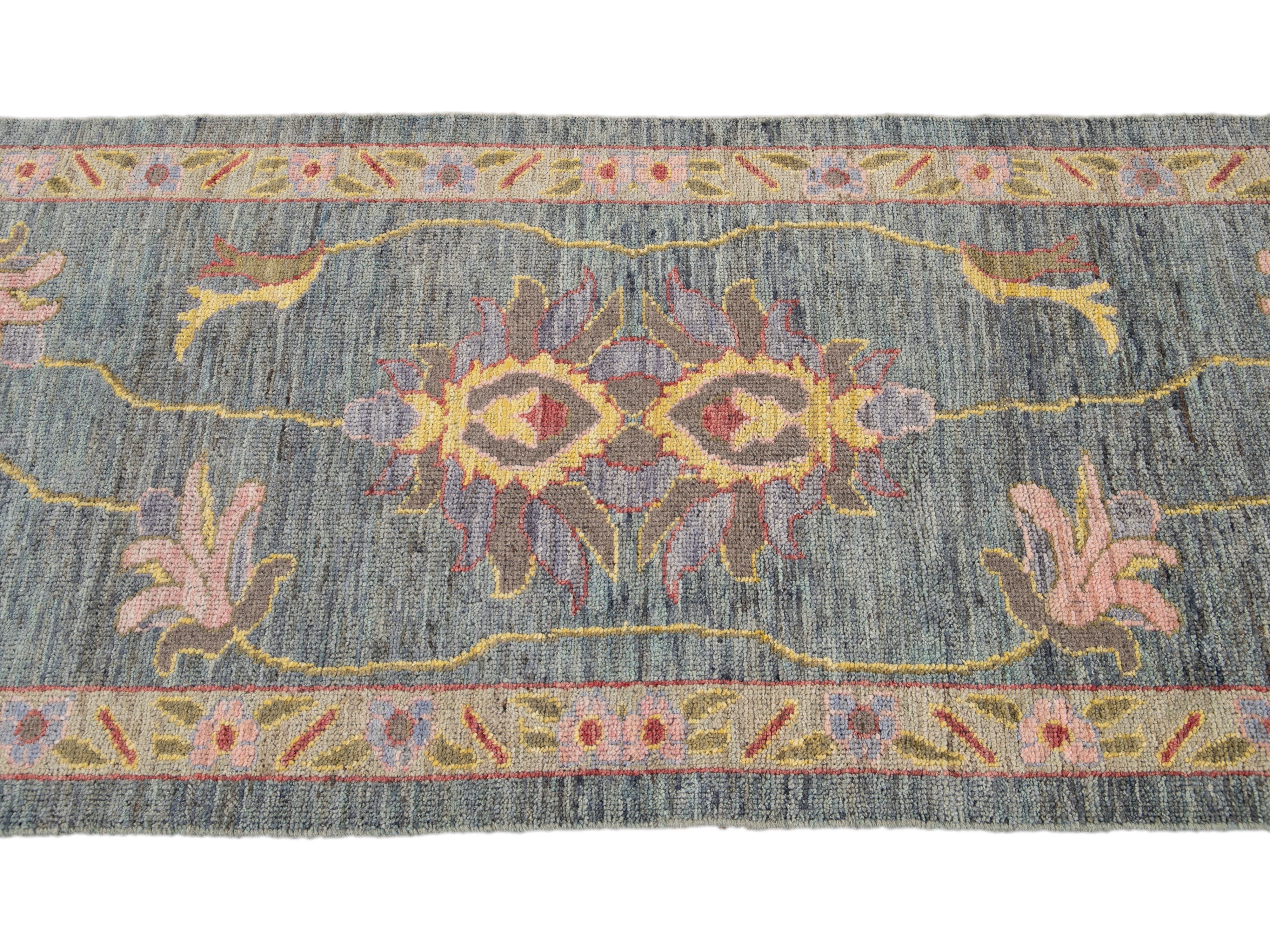 Modern Oushak-Style Wool Runner 3 X 9