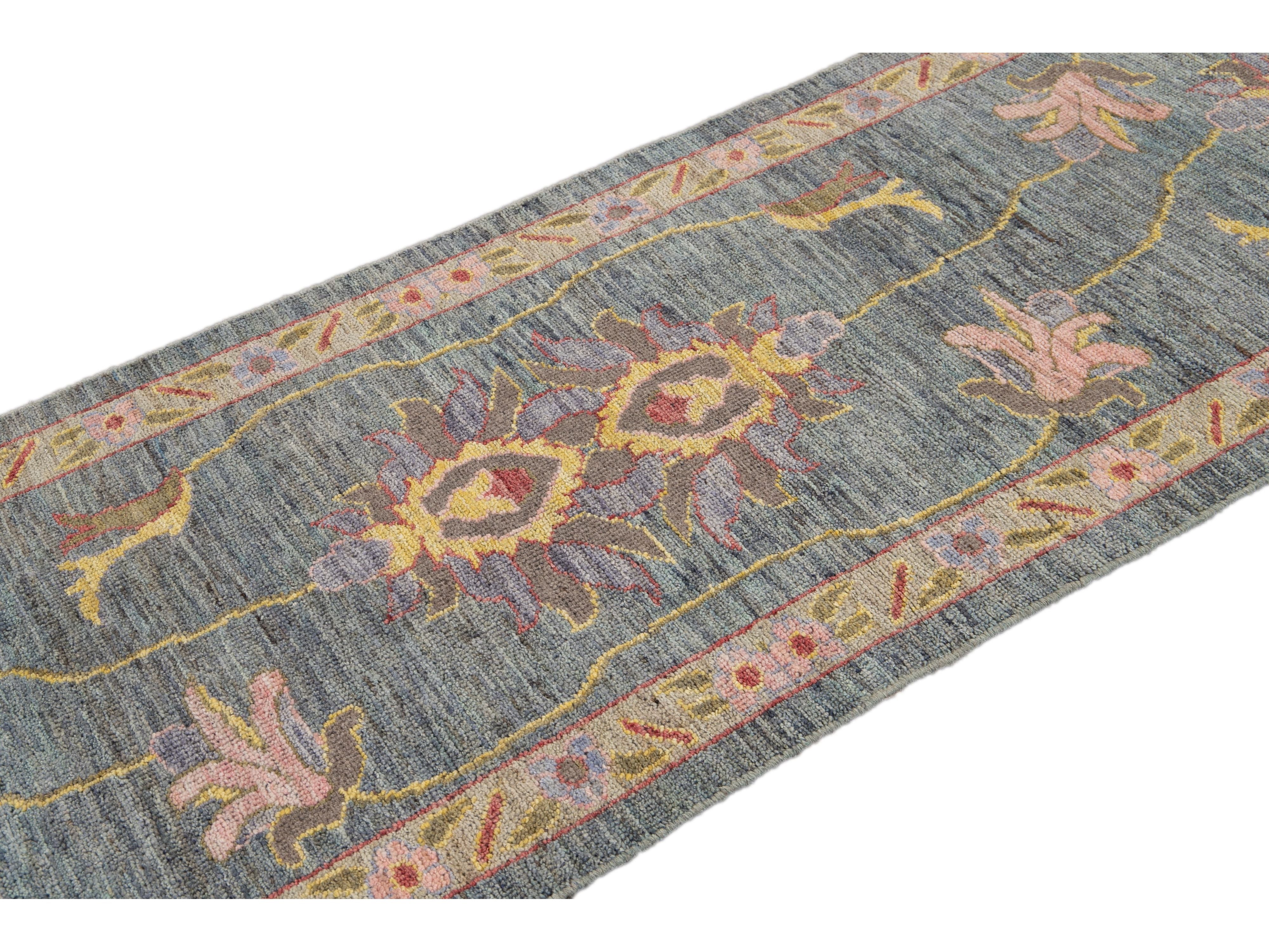 Modern Oushak-Style Wool Runner 3 X 9