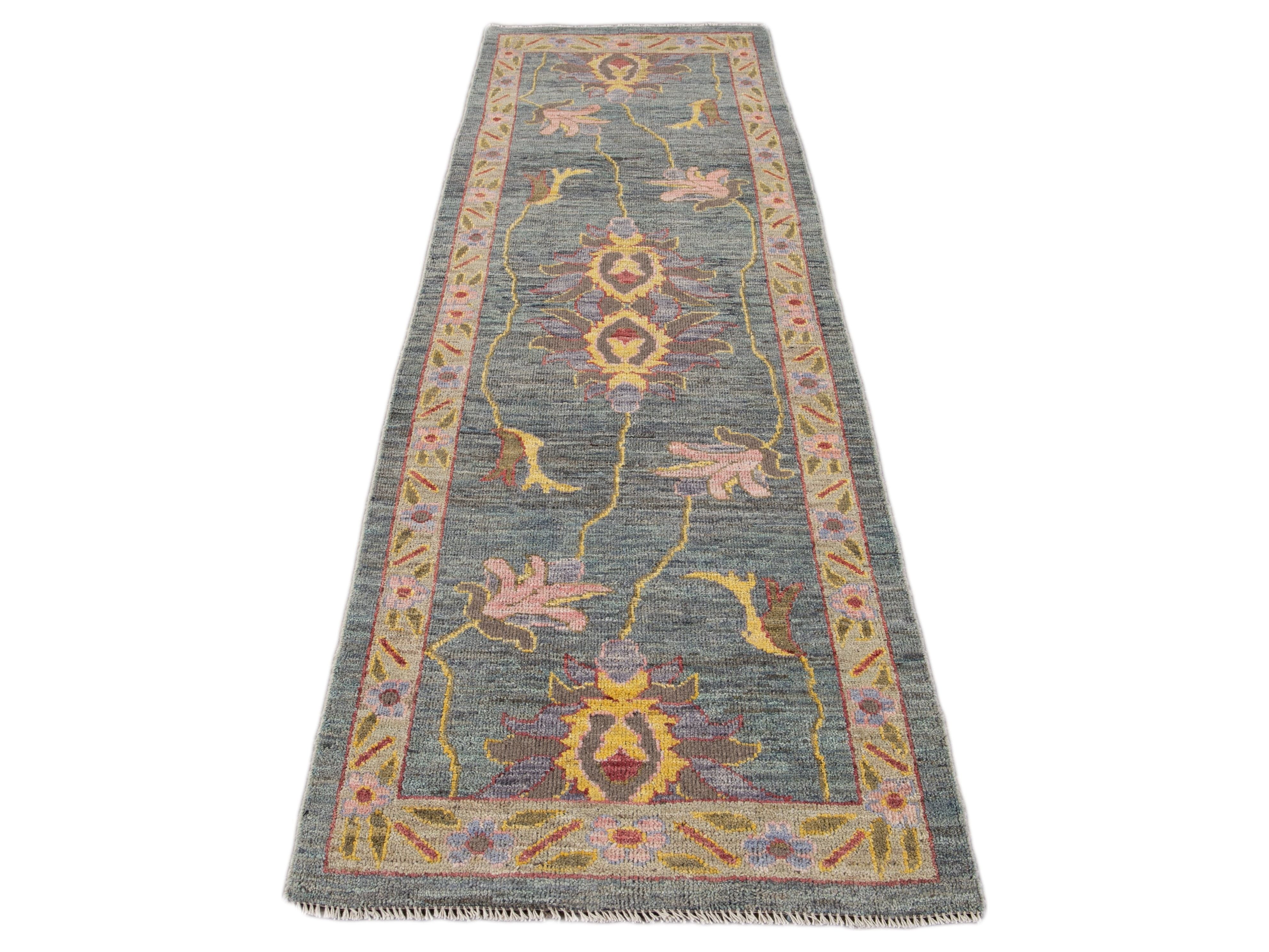 Modern Oushak-Style Wool Runner 3 X 9