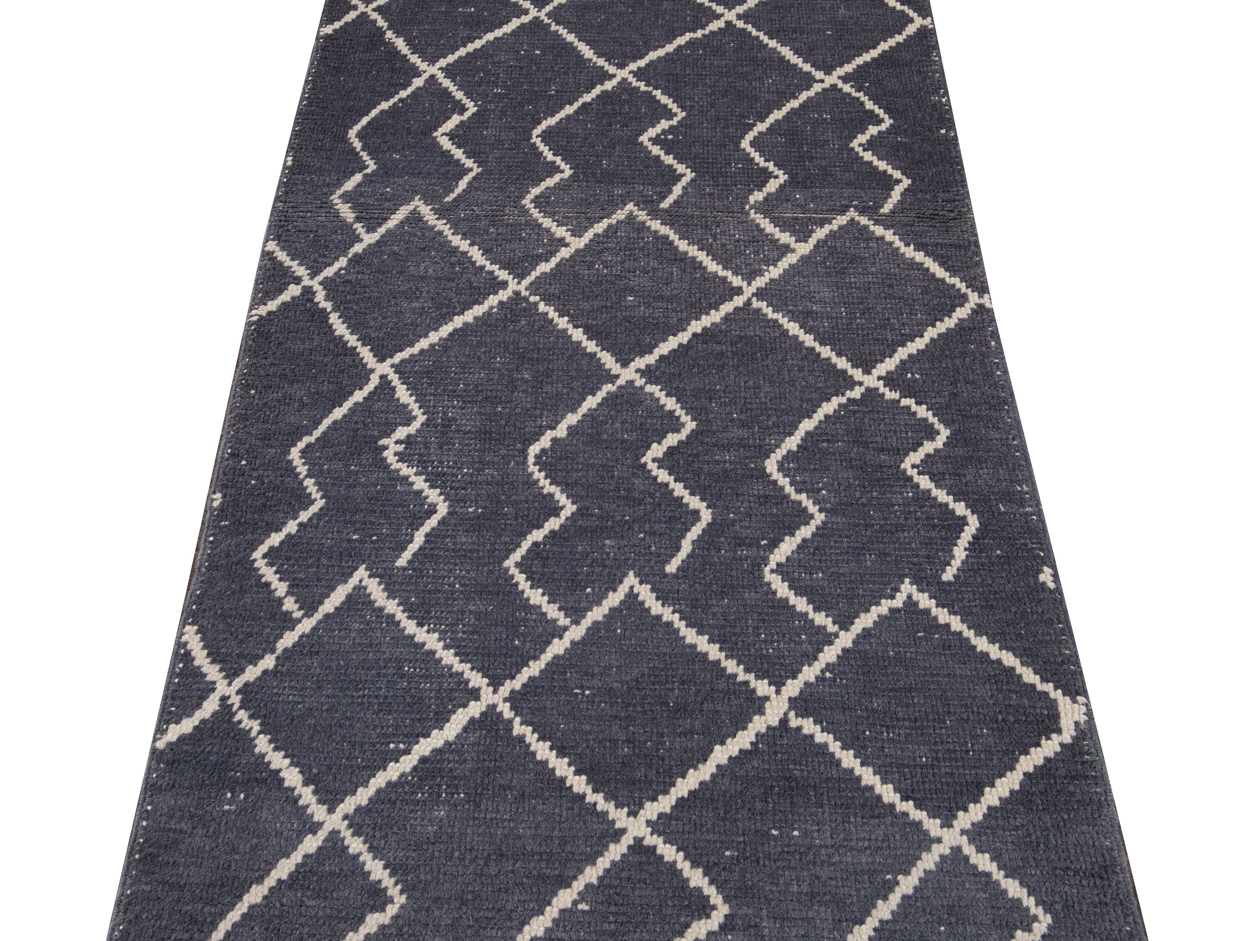 Modern Moroccan Wool Runner 3 X 11