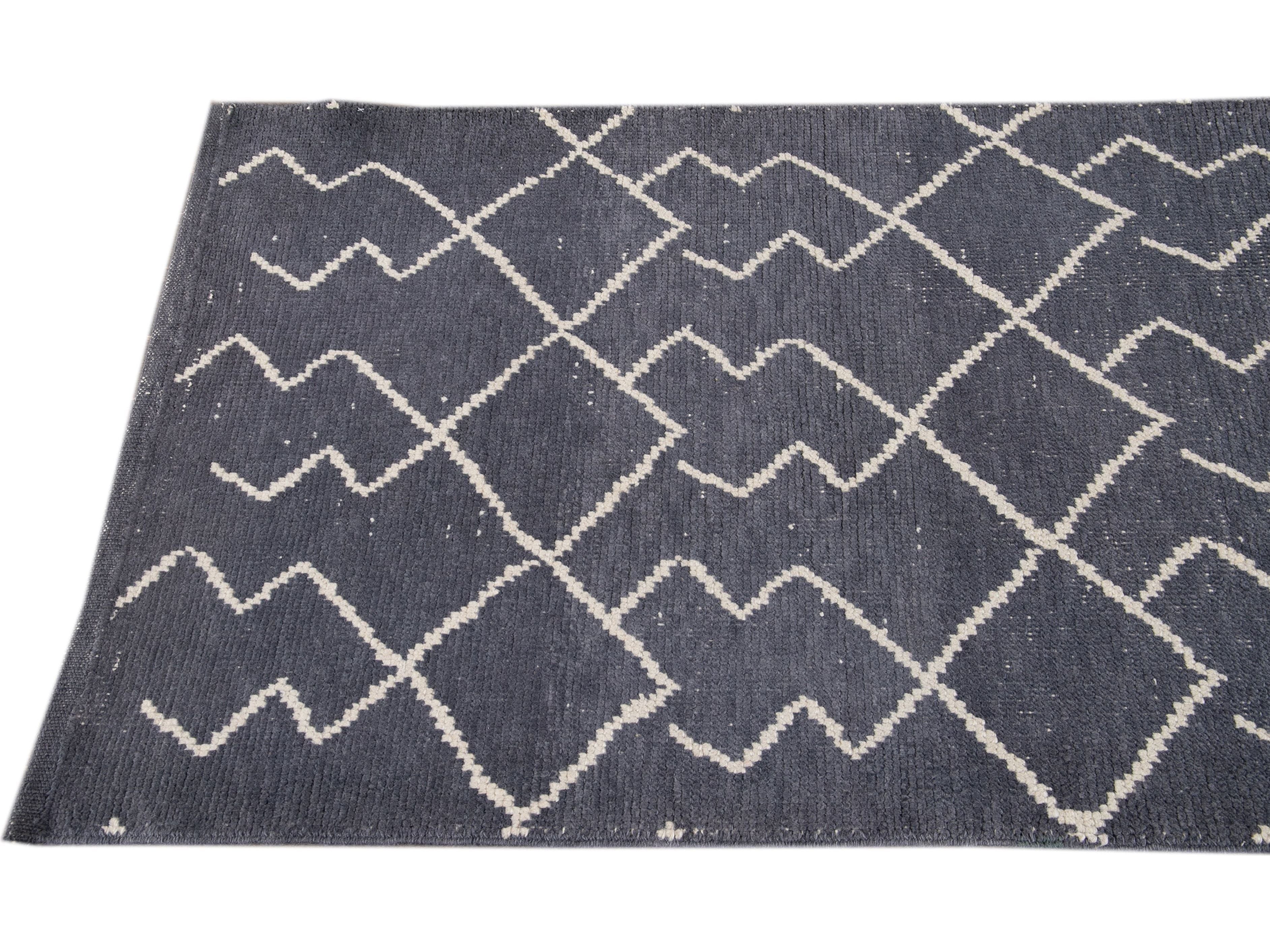 Modern Moroccan Wool Runner 3 X 11