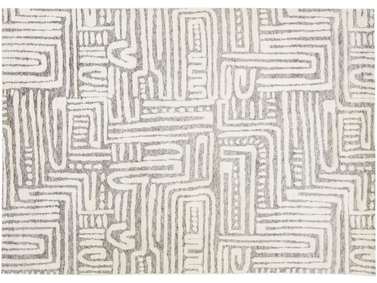 Modern Safi Collection Wool Rug 10 X 14