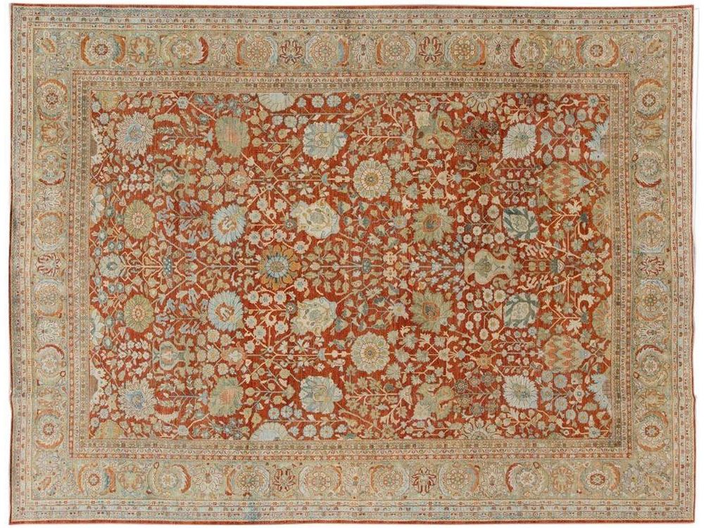 Vintage Tabriz Wool Rug 10 X 13