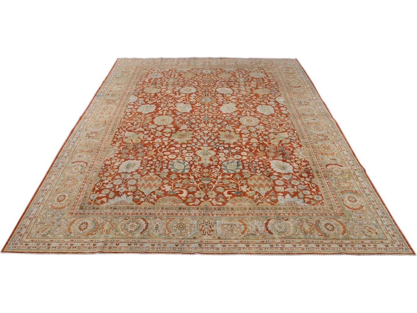 Vintage Tabriz Wool Rug 10 X 13