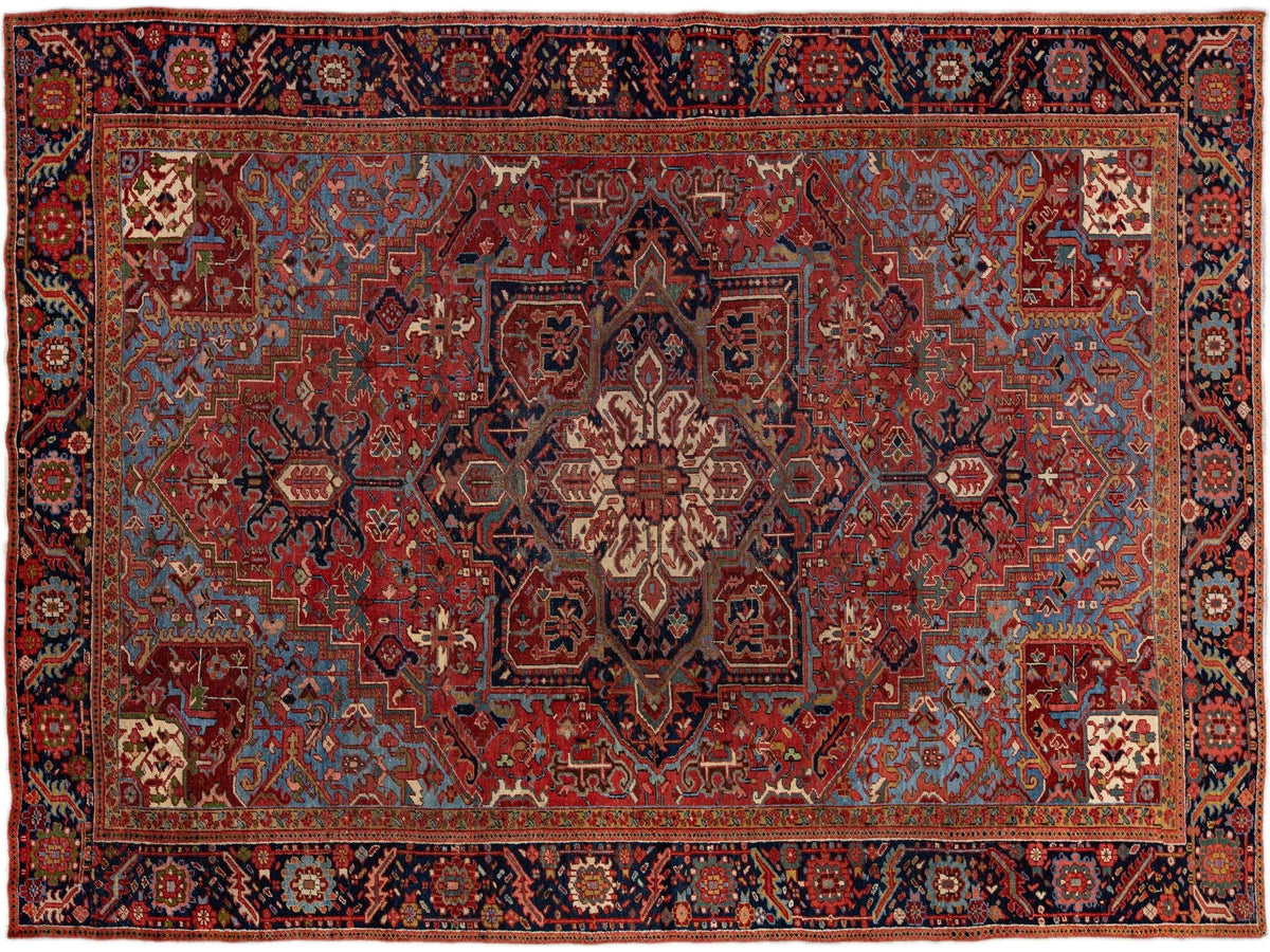 Antique Heriz Wool Rug 9 X 13