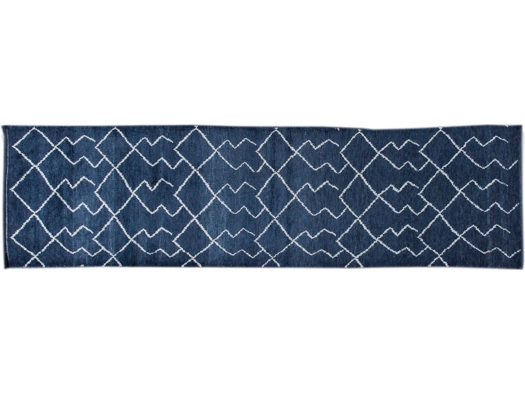 Modern Moroccan Wool Runner 3  X 12