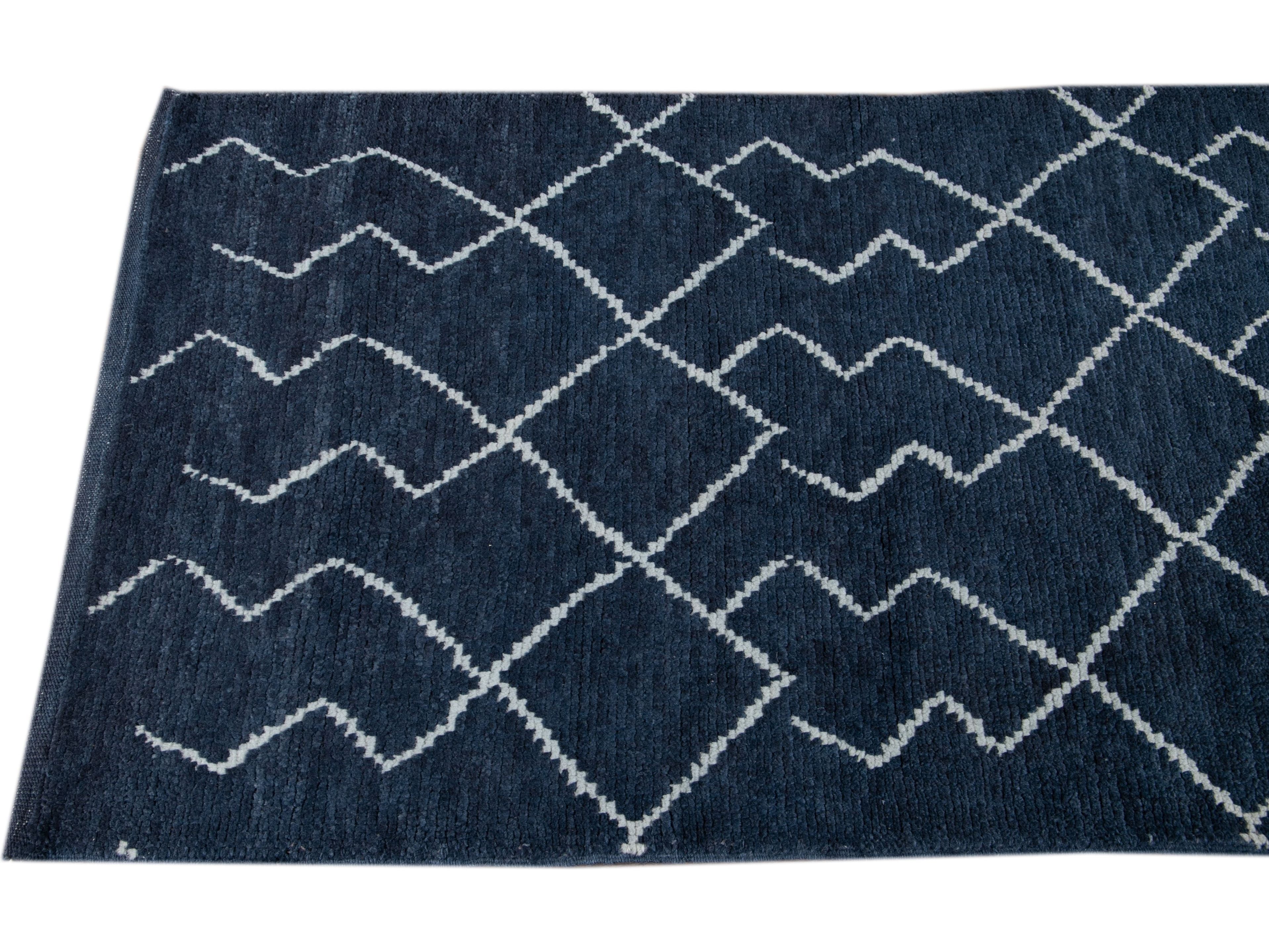 Modern Moroccan Wool Runner 3  X 12