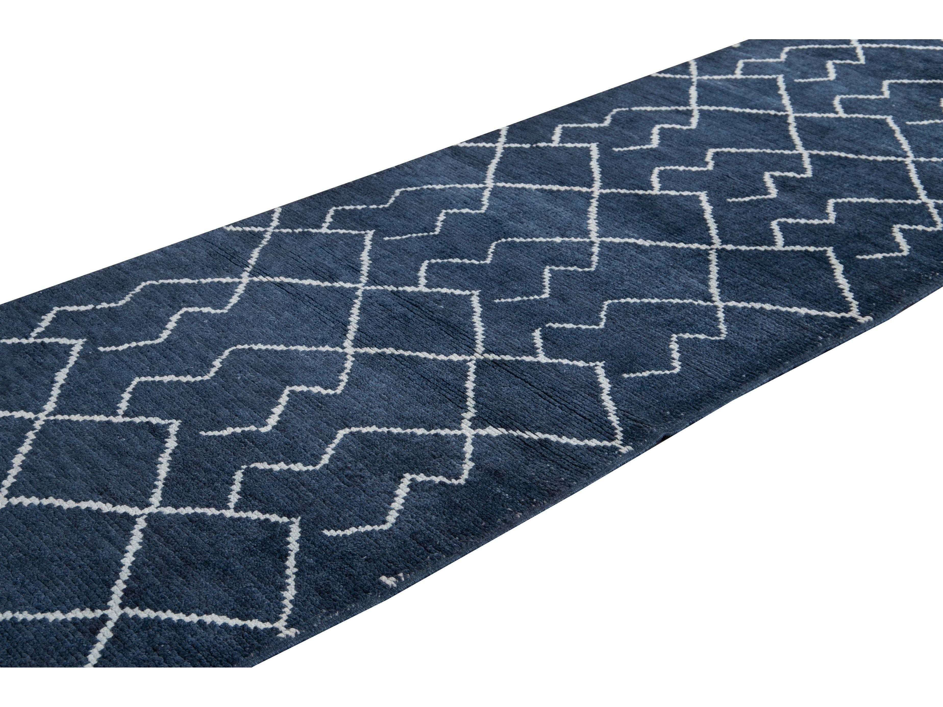 Modern Moroccan Wool Runner 3  X 12