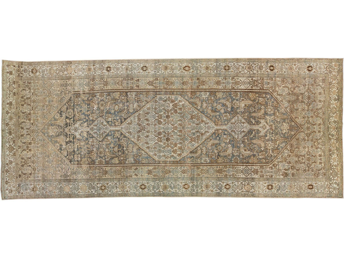 Antique Hamadan Wool Rug 7 X 16