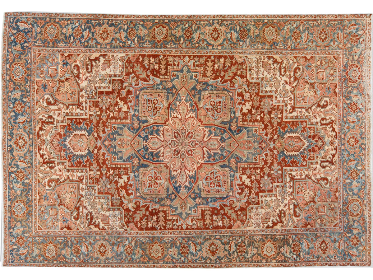 Antique Heriz Wool Rug 8 X 12