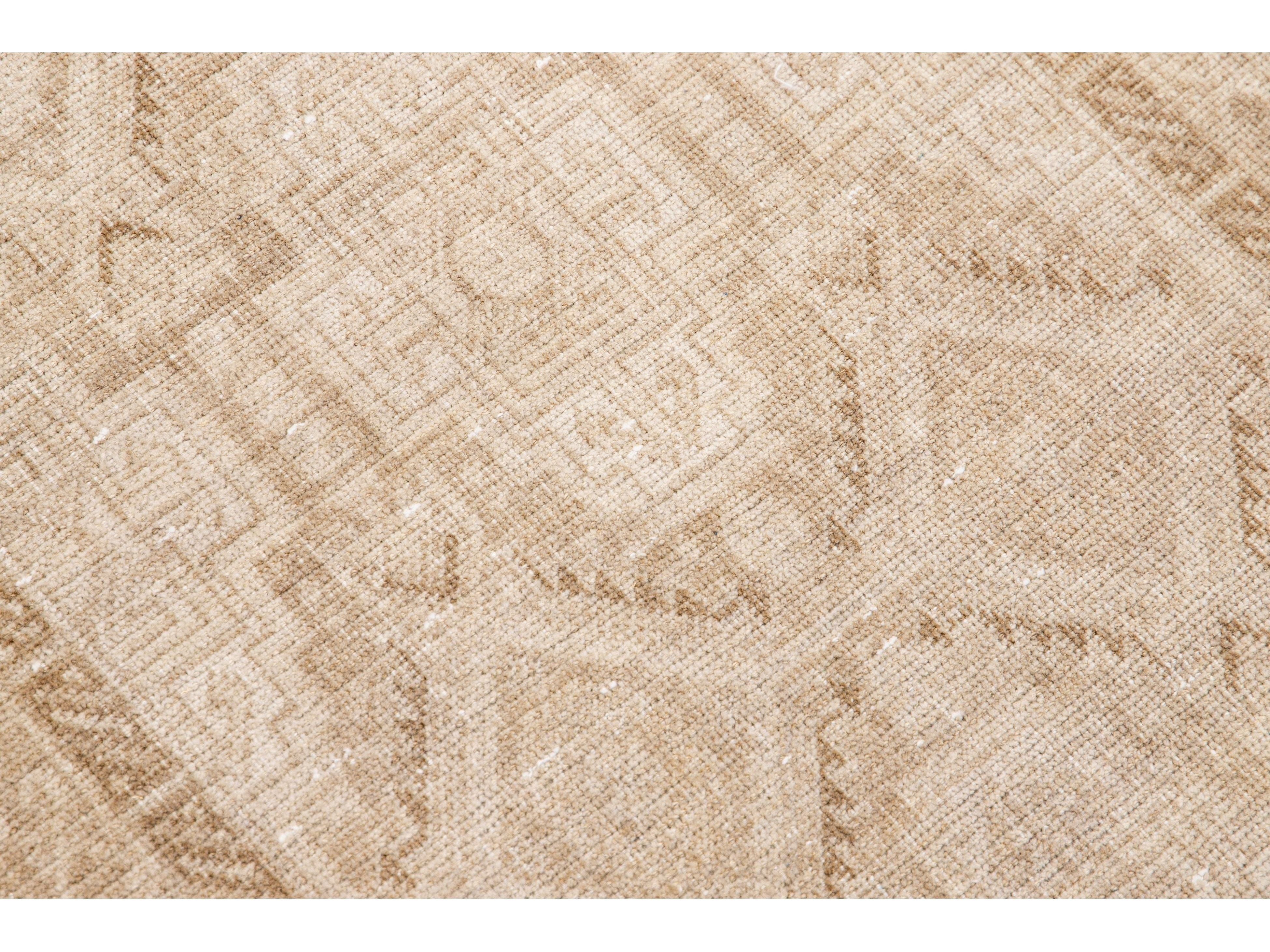 Antique Sivas Handmade Allover Motif Beige Wool Runner