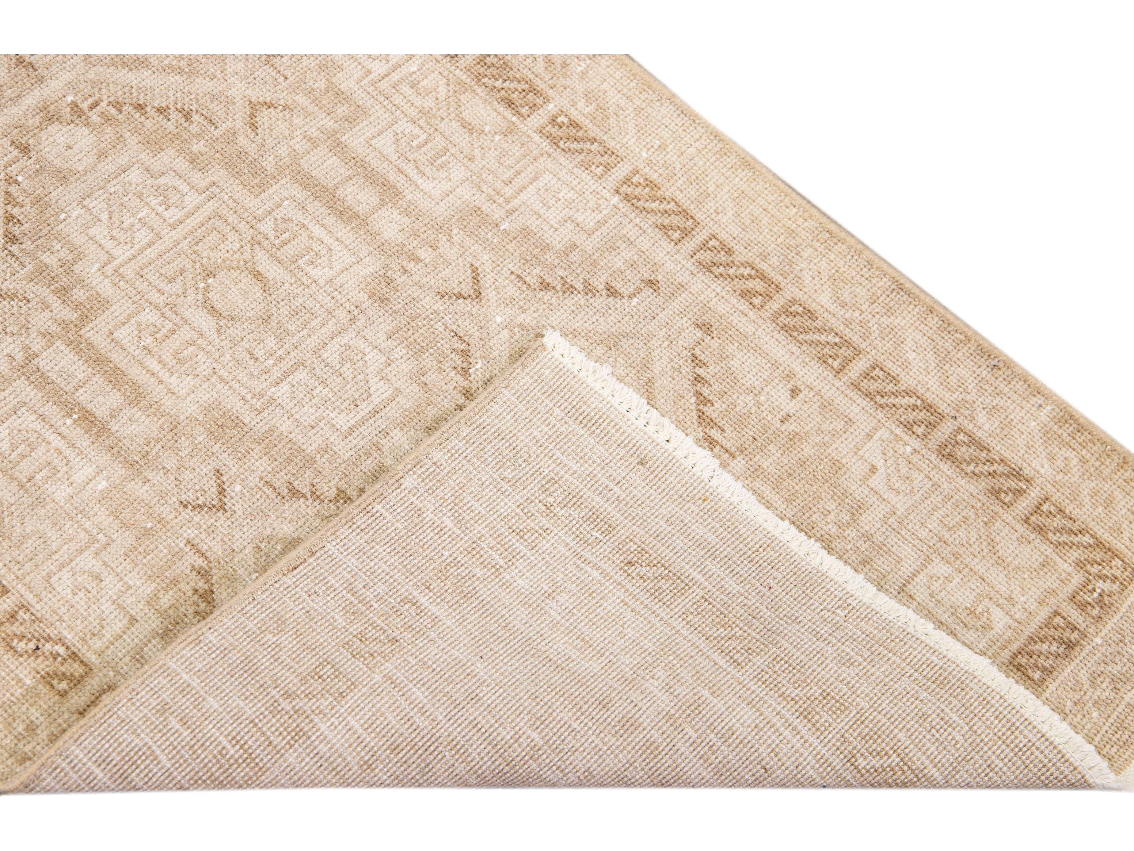 Antique Sivas Handmade Allover Motif Beige Wool Runner