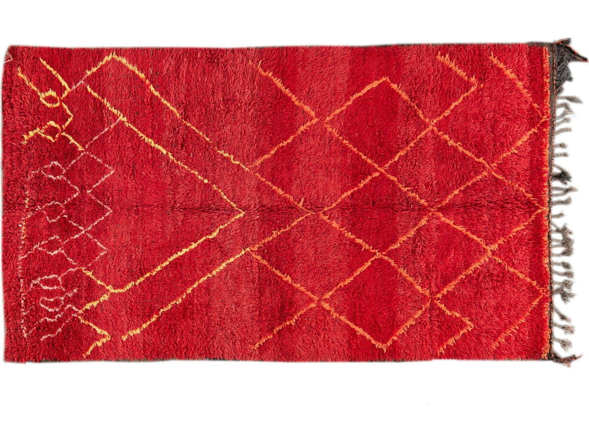 Vintage Red Tribal Moroccan Wool Rug, 6 x 9