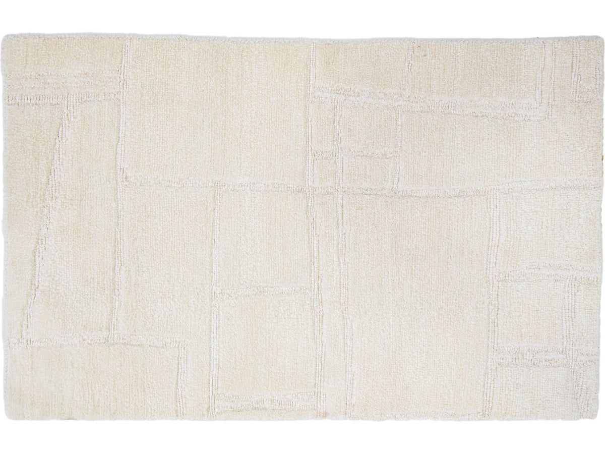 Modern Moroccan Wool and Silk Custom Rug