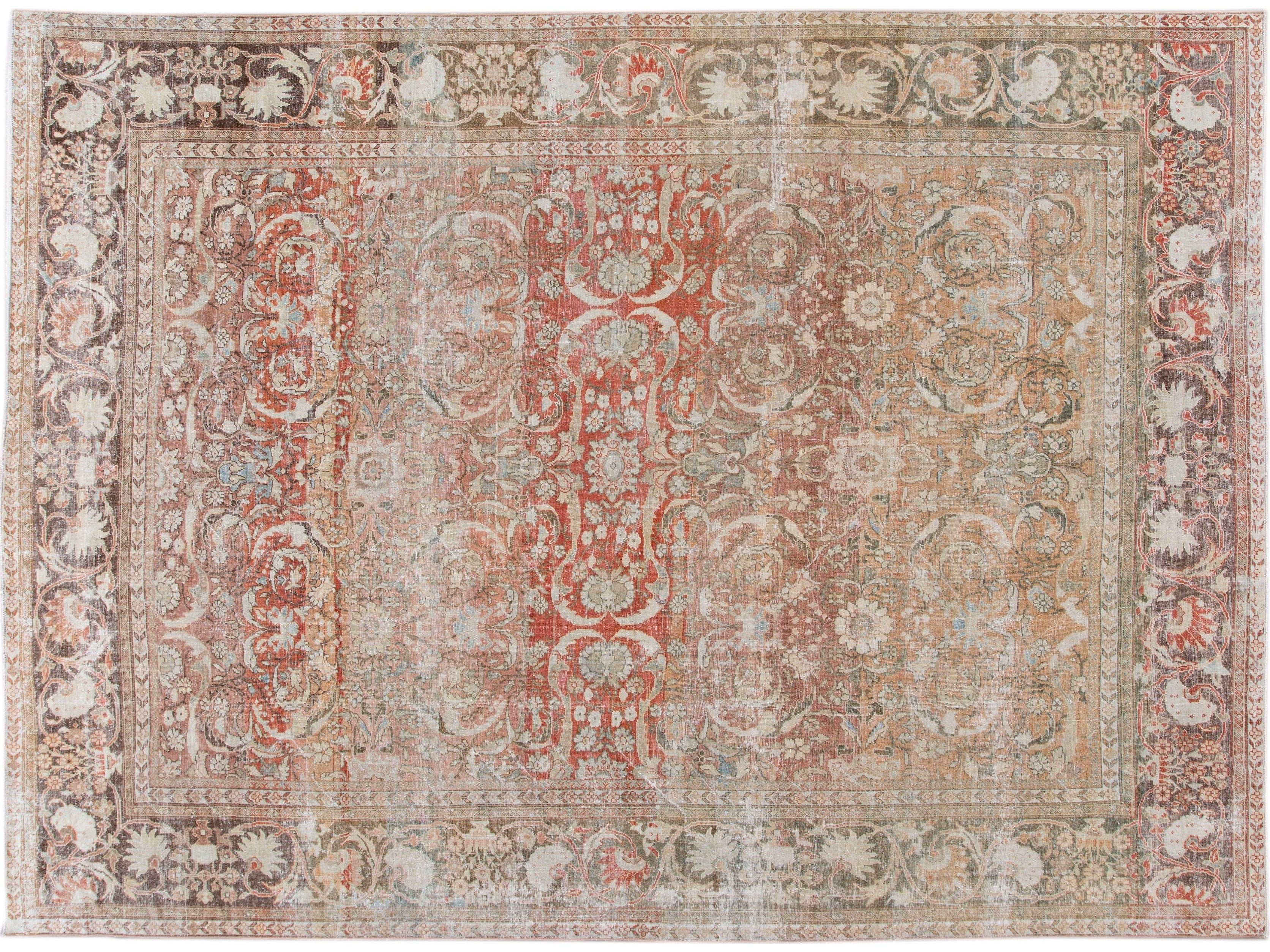 Antique Shabby Chic Mahal Wool Rug 10 X 14
