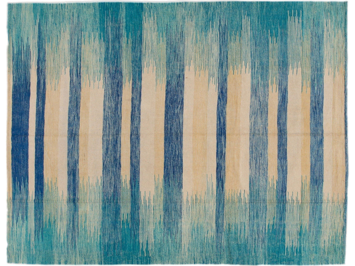 Modern Flat-Weave Wool Rug 9 X 12