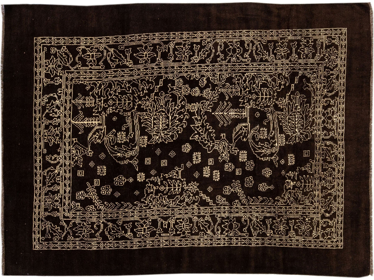 Vintage Art Deco Wool Rug 7 X 10