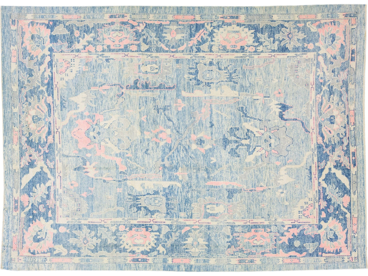 Modern Oushak Wool Rug 10 X 14