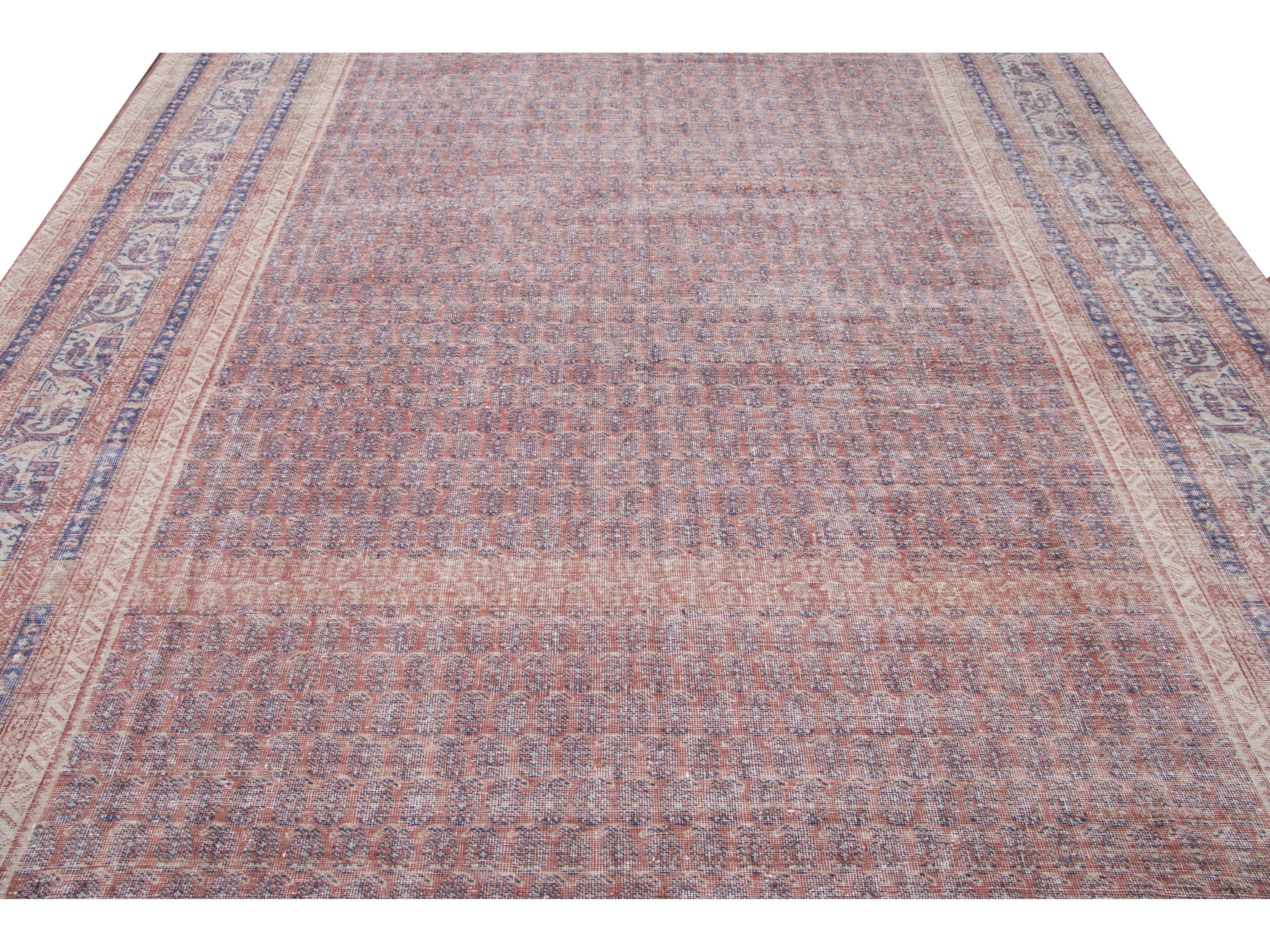 Vintage Turkish Deco Wool Rug 10 X 13