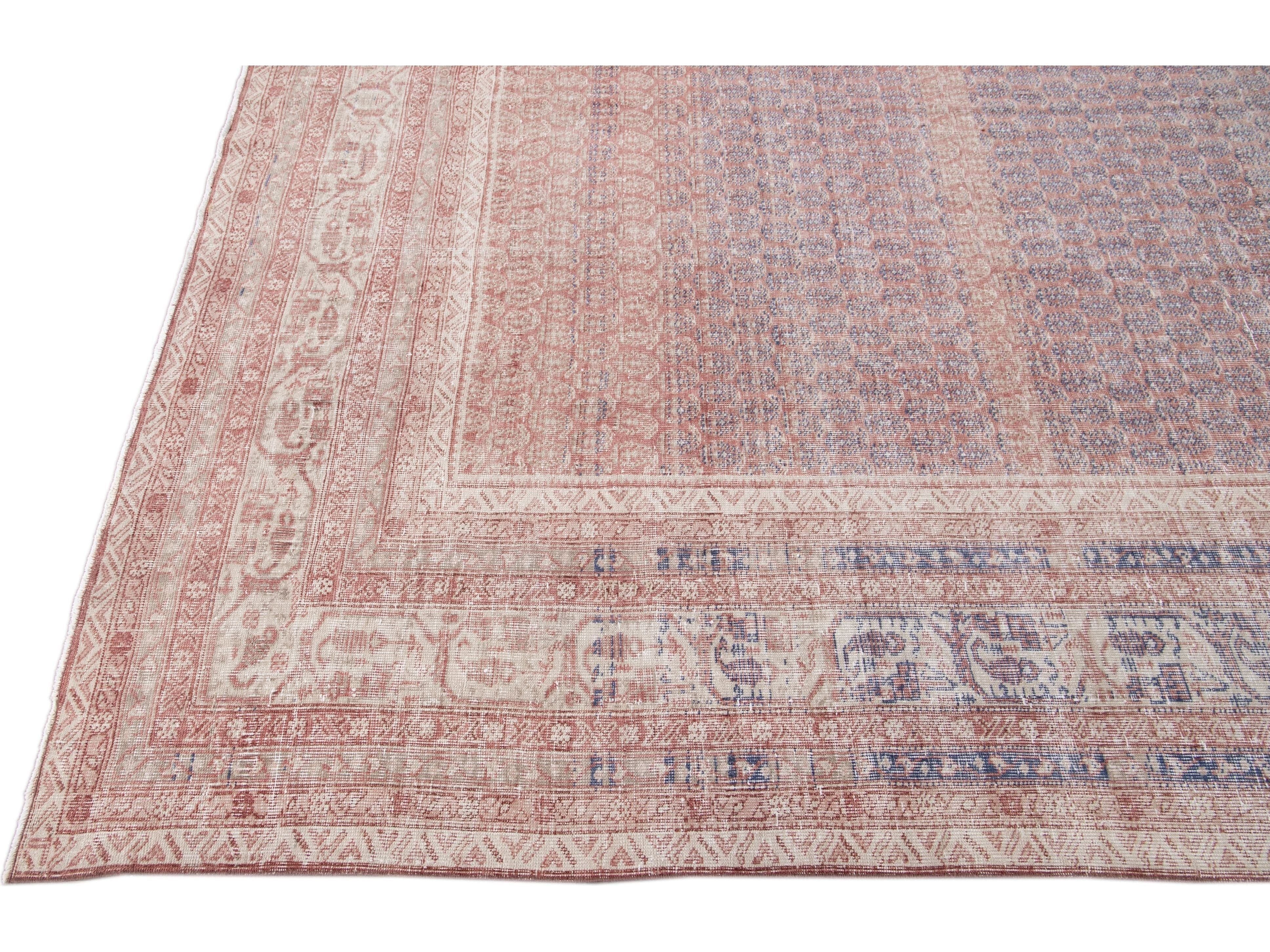 Vintage Turkish Deco Wool Rug 10 X 13