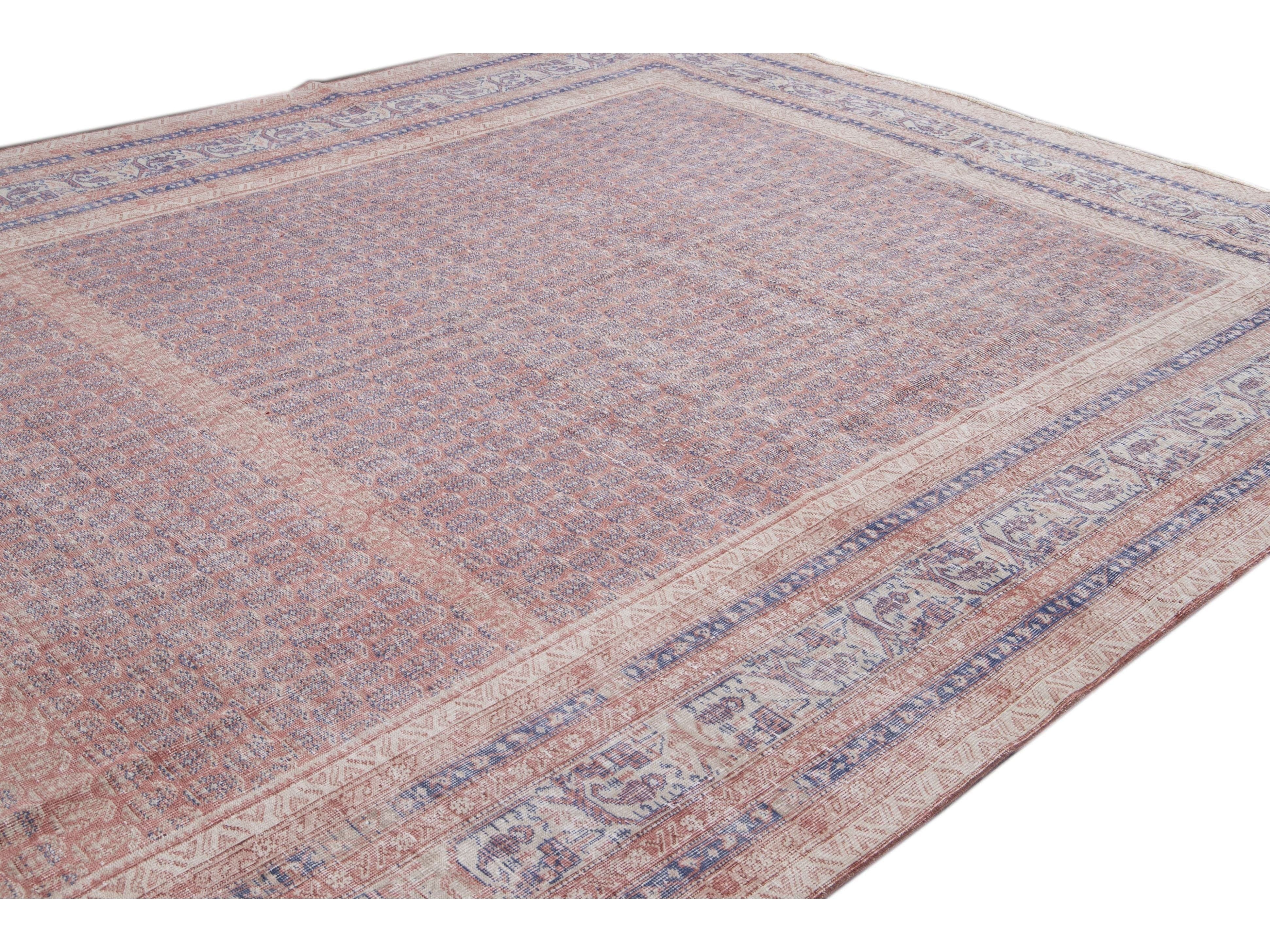 Vintage Turkish Deco Wool Rug 10 X 13