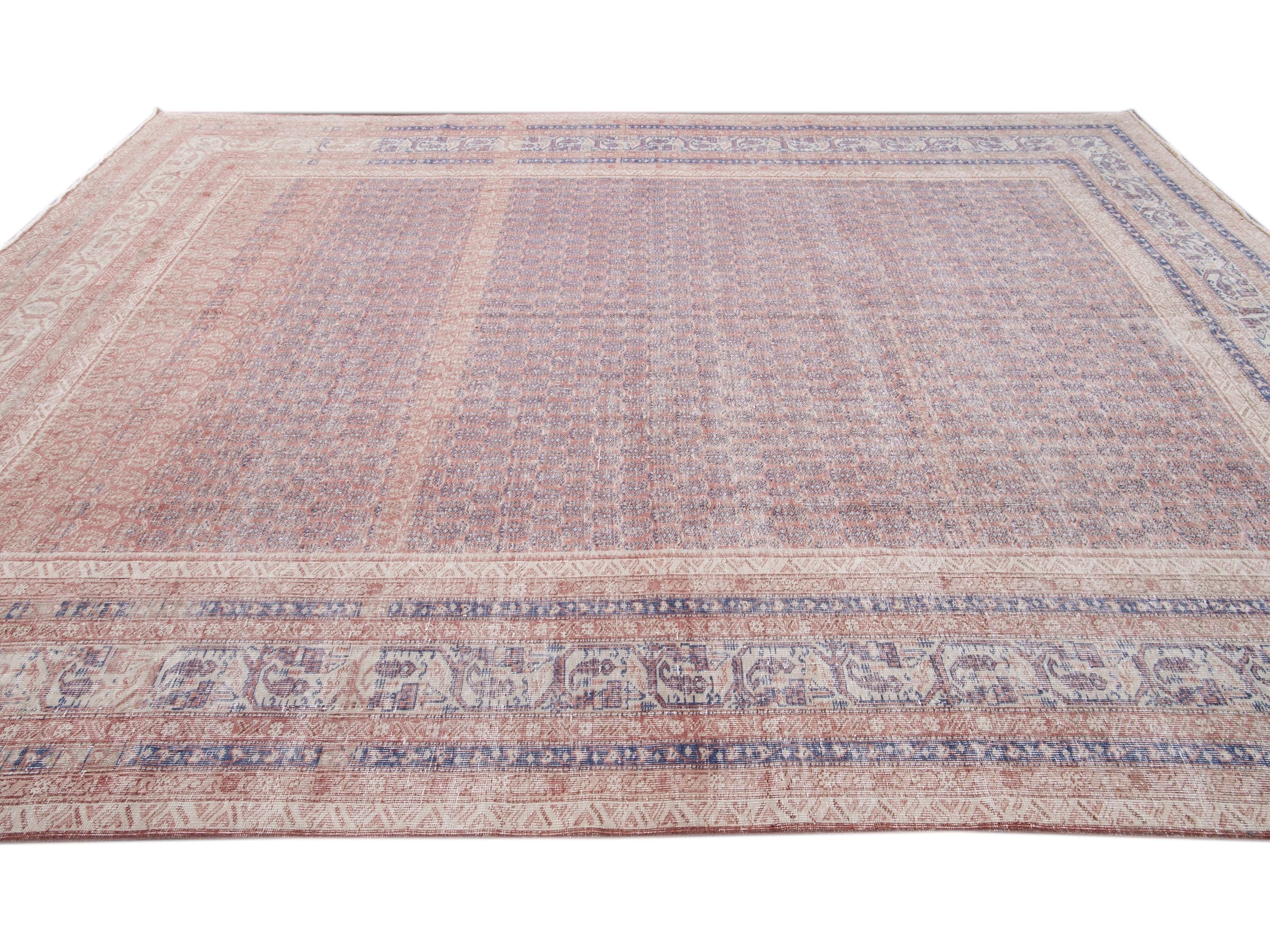 Vintage Turkish Deco Wool Rug 10 X 13