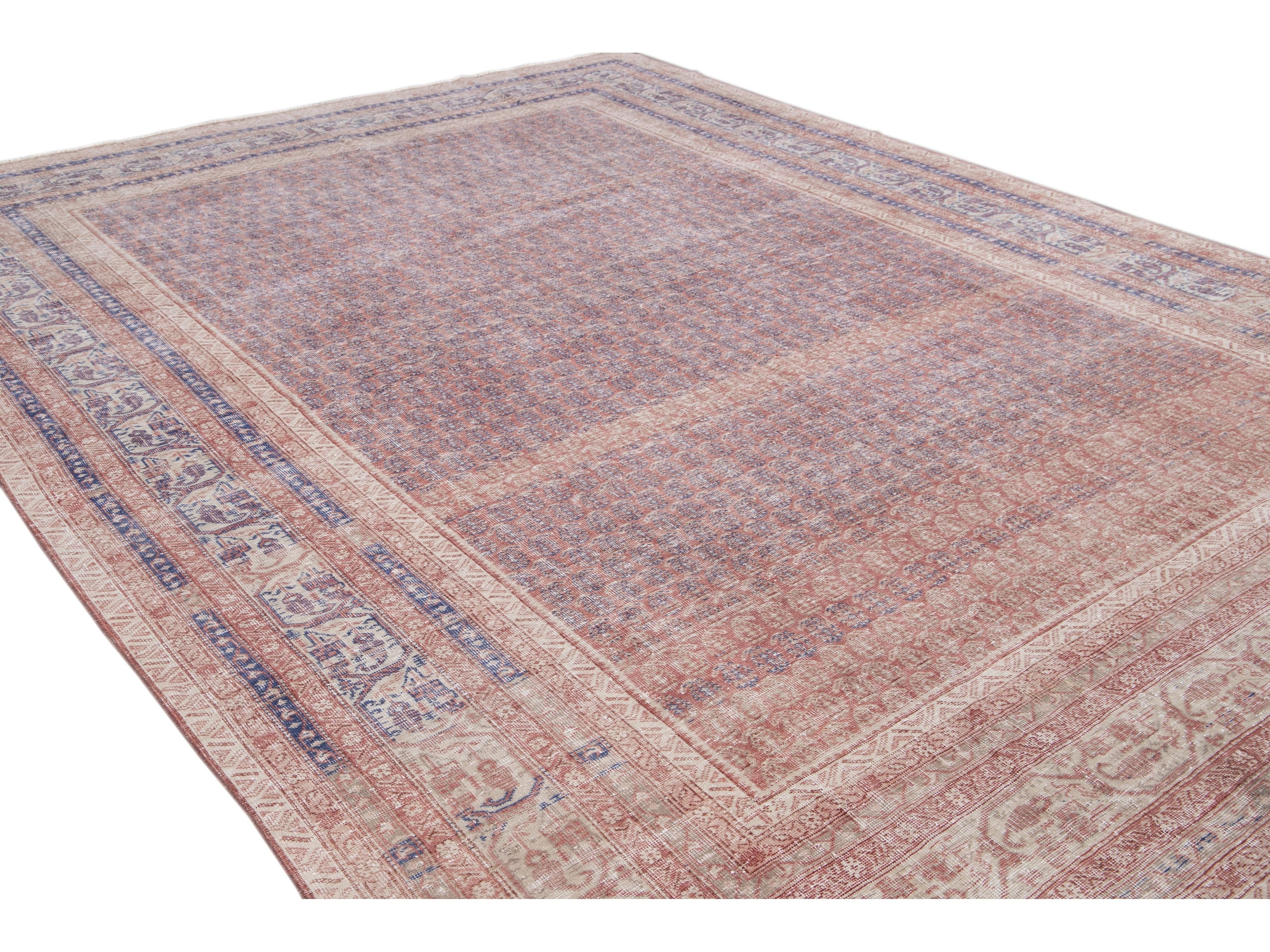 Vintage Turkish Deco Wool Rug 10 X 13