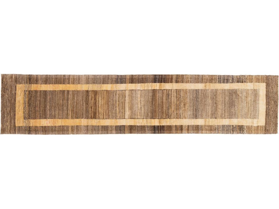 Modern Gabbeh Wool Runner 3 X 12