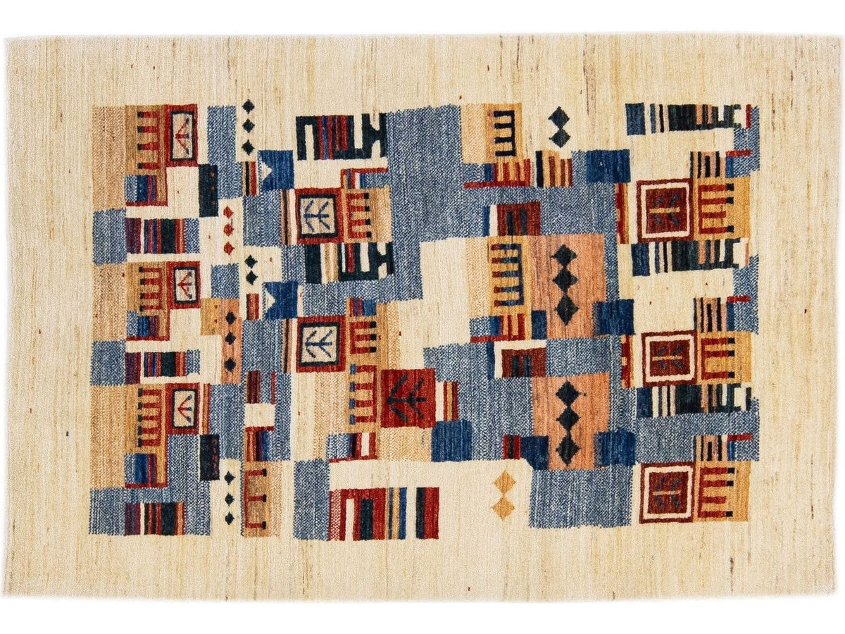 Modern Gabbeh Wool Rug 3 X 5