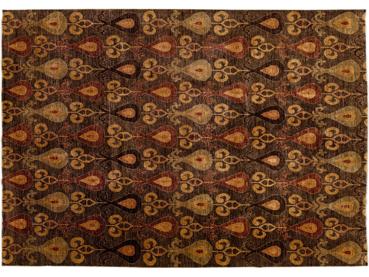 Modern Ikat Wool Rug 9 X 12