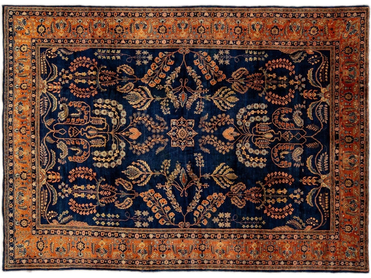 Antique Sarouk Wool Rug 9 X 12
