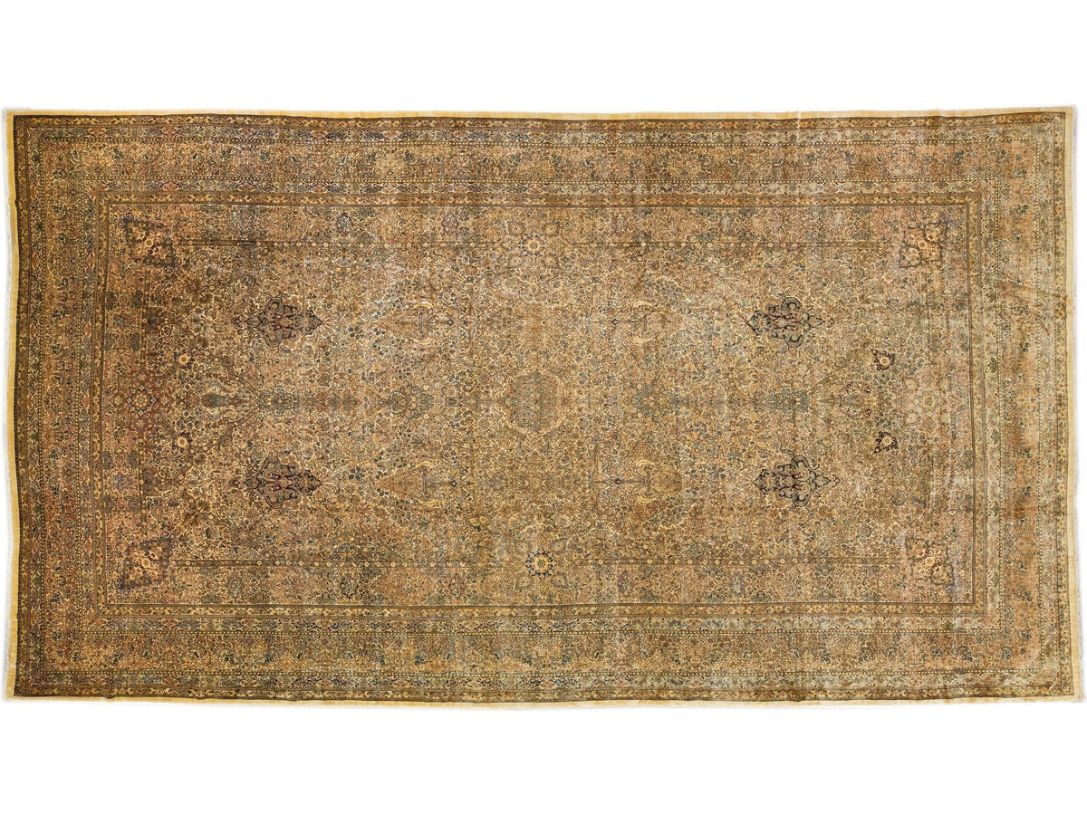 Antique Kerman Wool Rug 14 X 24