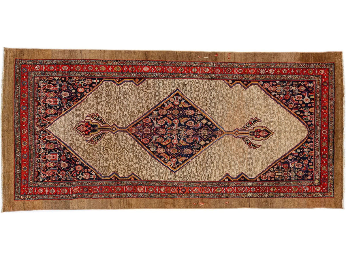 Antique Hamadan Wool Rug 7 X 14