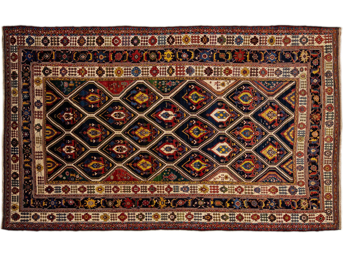 Antique Bakhtiari Wool Rug 13 X 23
