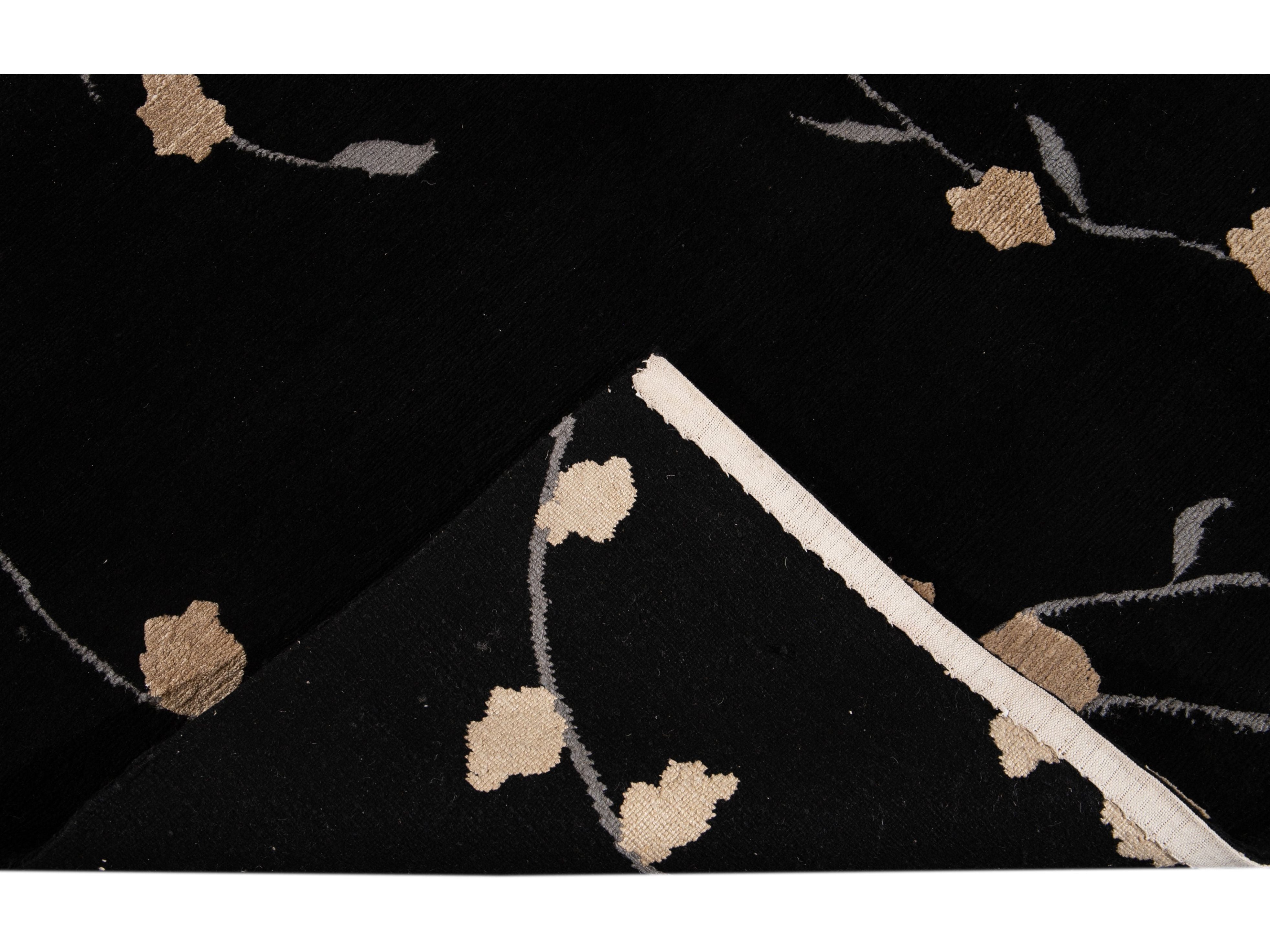 Transitional Tibetan Wool and Silk Rug 9 X 12