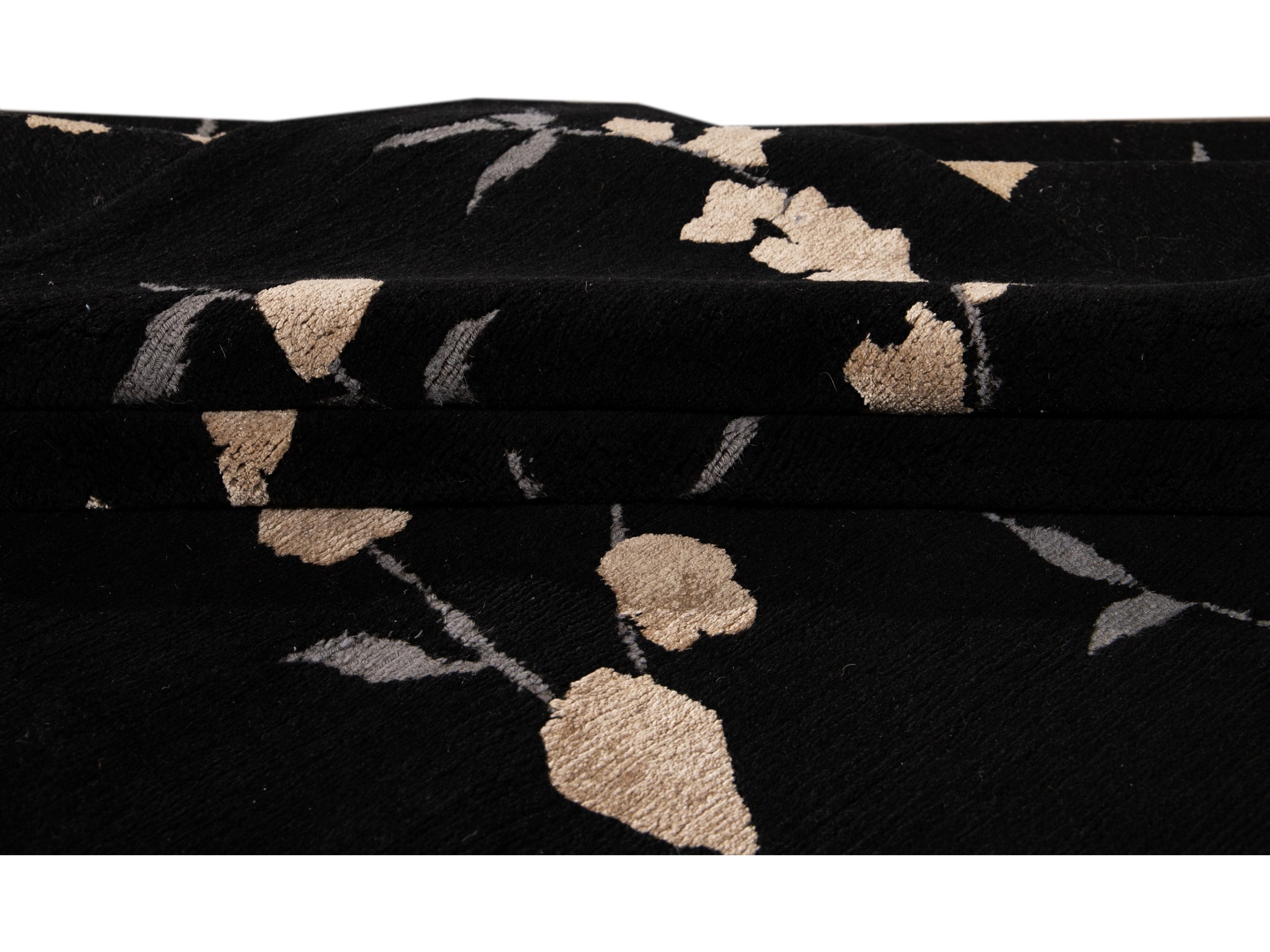 Transitional Tibetan Wool and Silk Rug 9 X 12