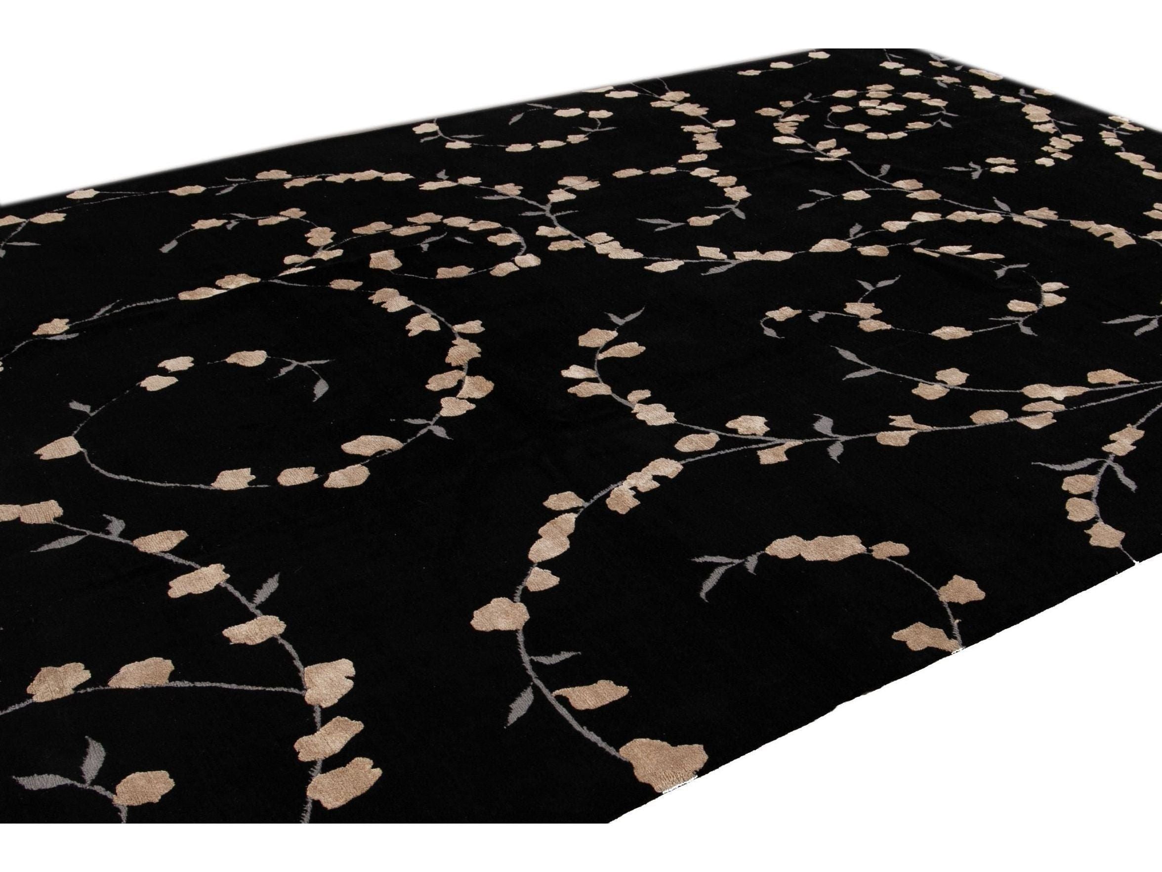 Transitional Tibetan Wool and Silk Rug 9 X 12
