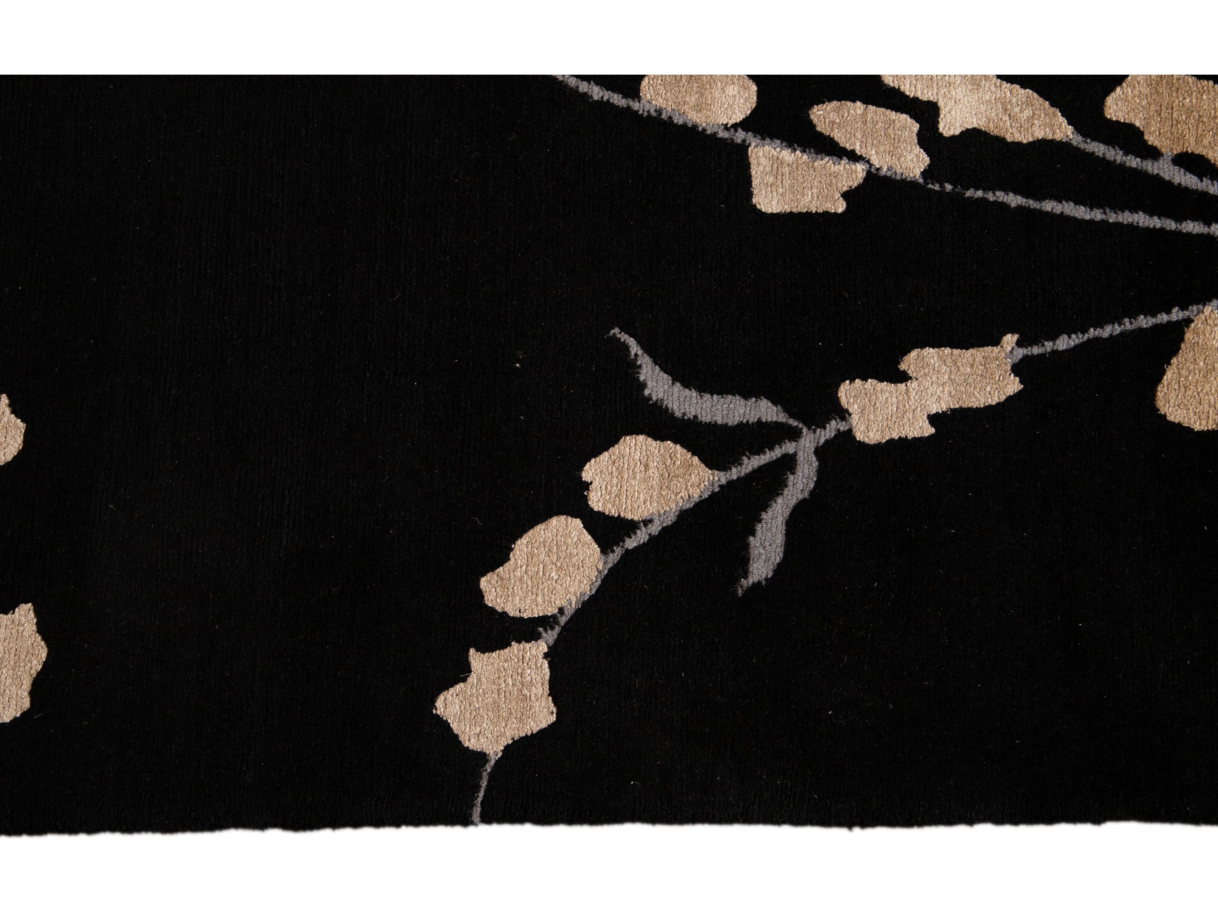 Transitional Tibetan Wool and Silk Rug 9 X 12