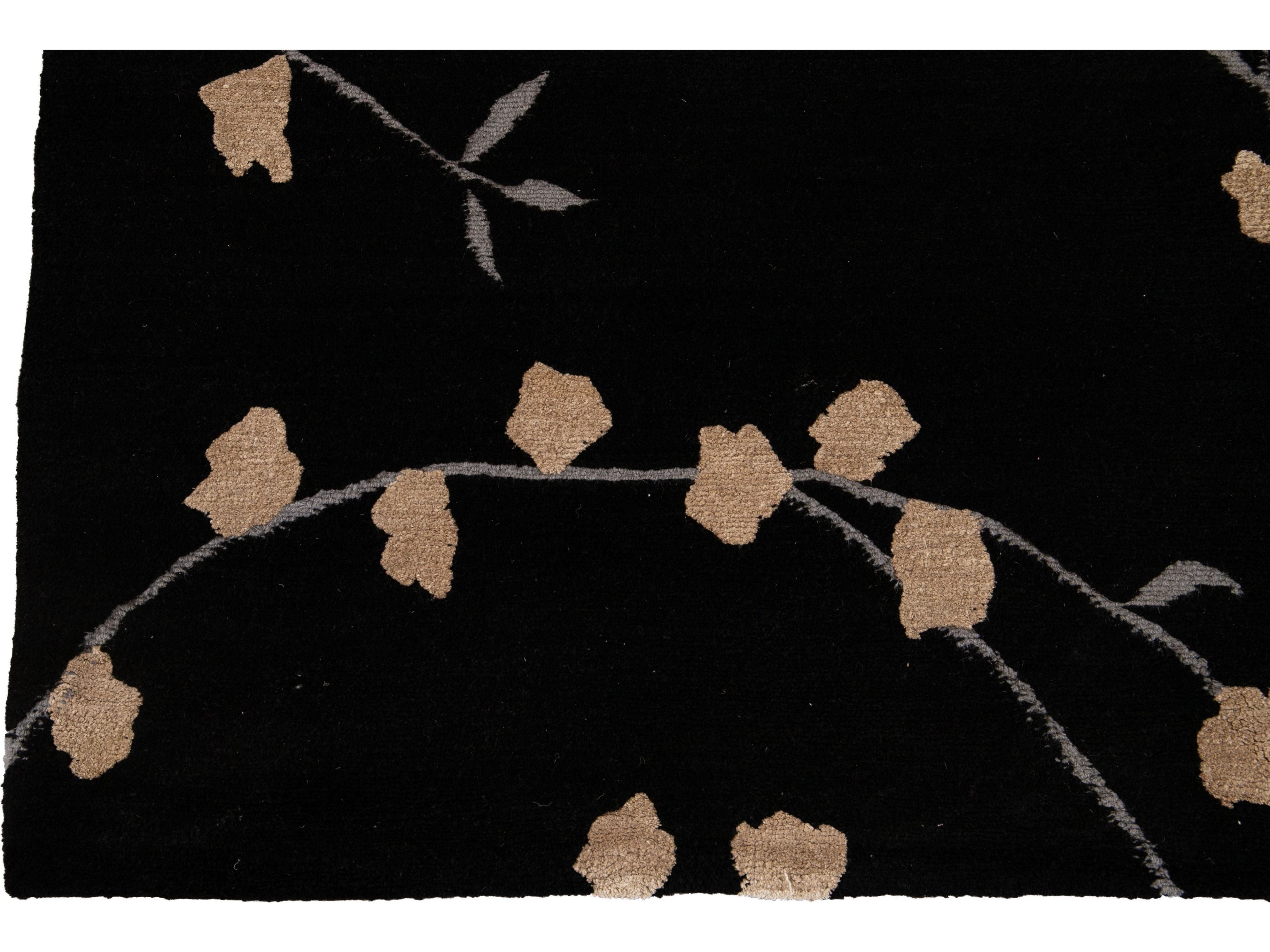 Transitional Tibetan Wool and Silk Rug 9 X 12