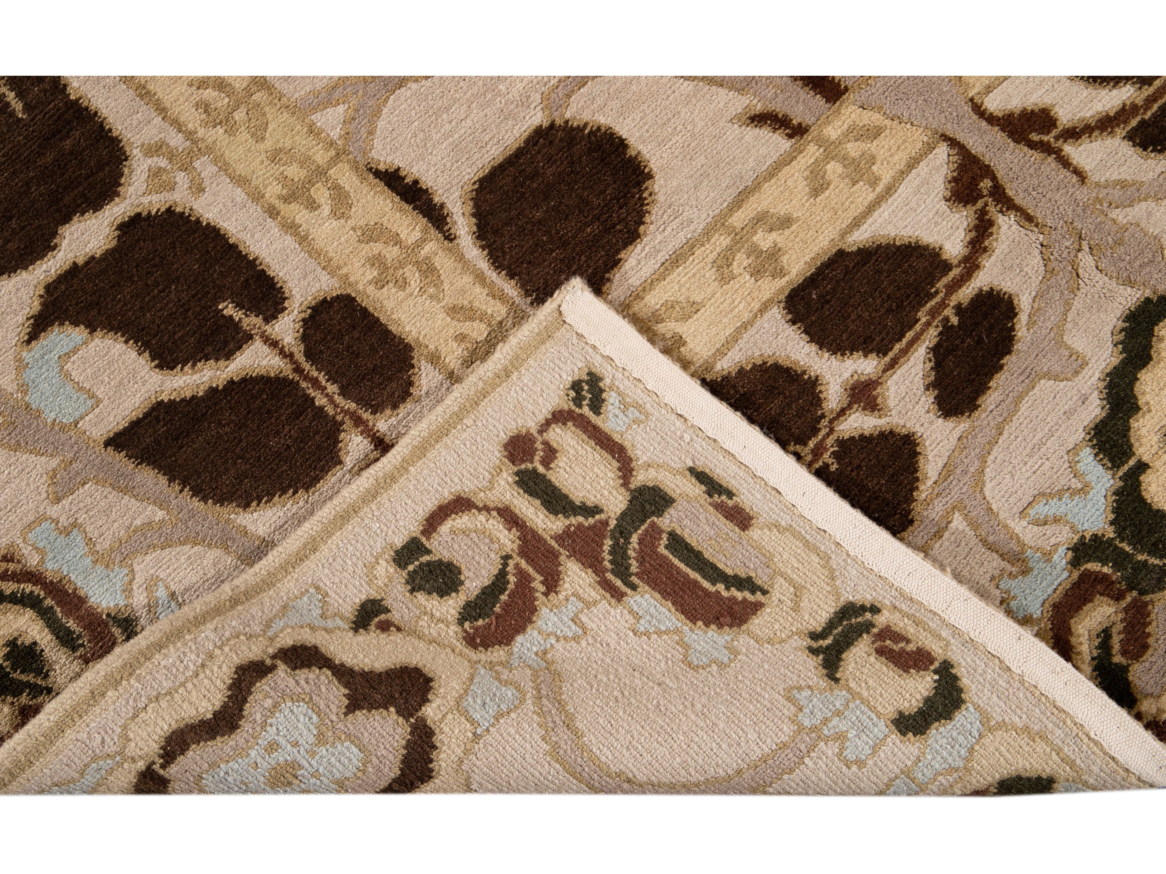 Modern Art & Crafts Style Wool Rug 9 X 12